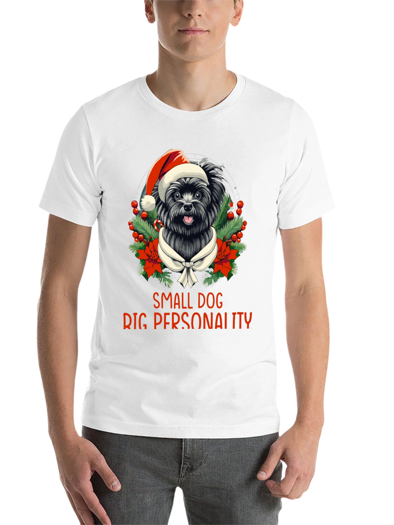 Black Small Dog Big Personality Christmas T-Shirt view 14