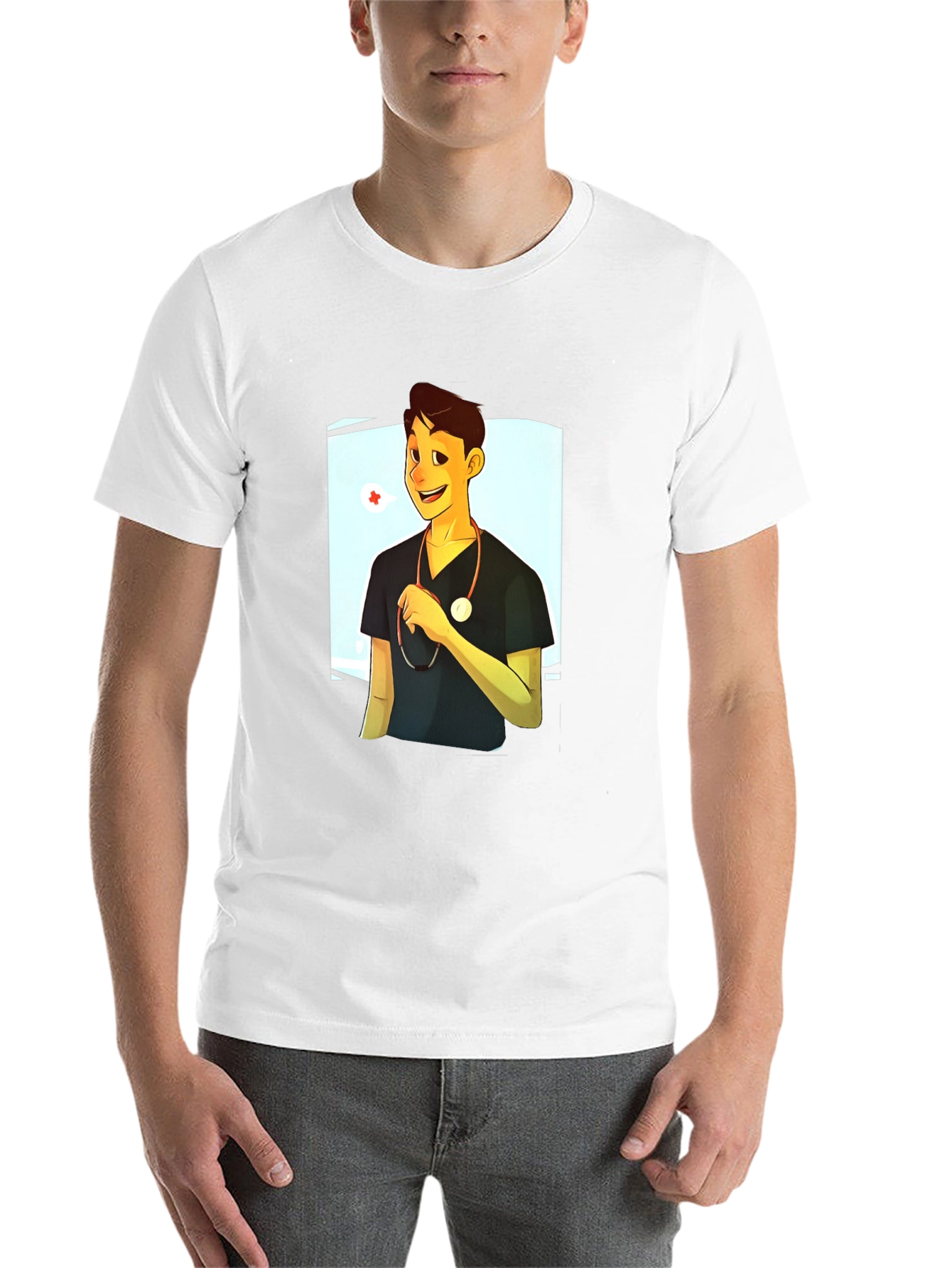 Black Cartoon Doctor Graphic Black T-Shirt view 14