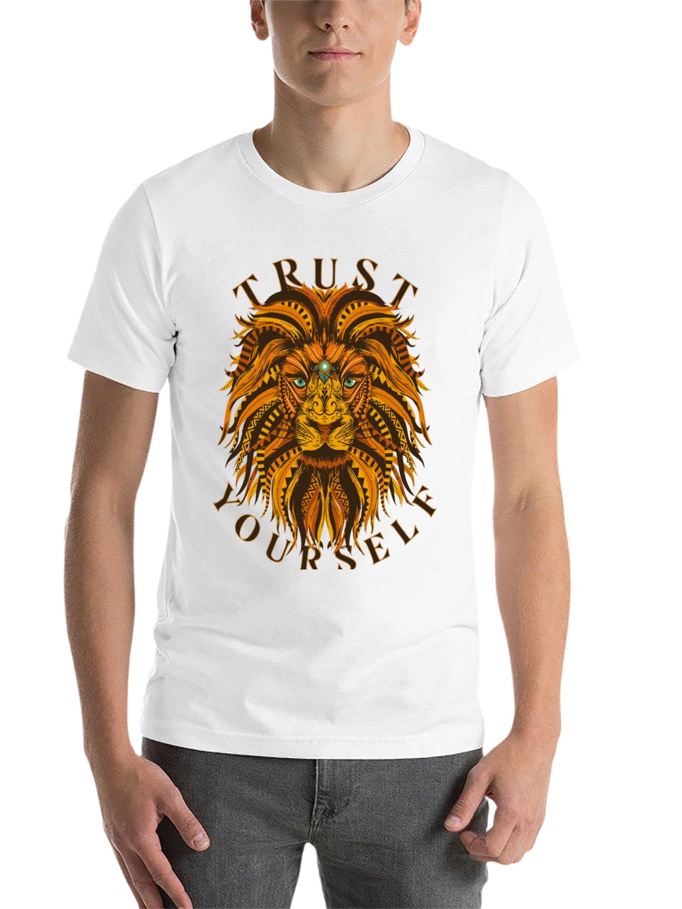 Black Trust Yourself Lion Graphic Tee view 14