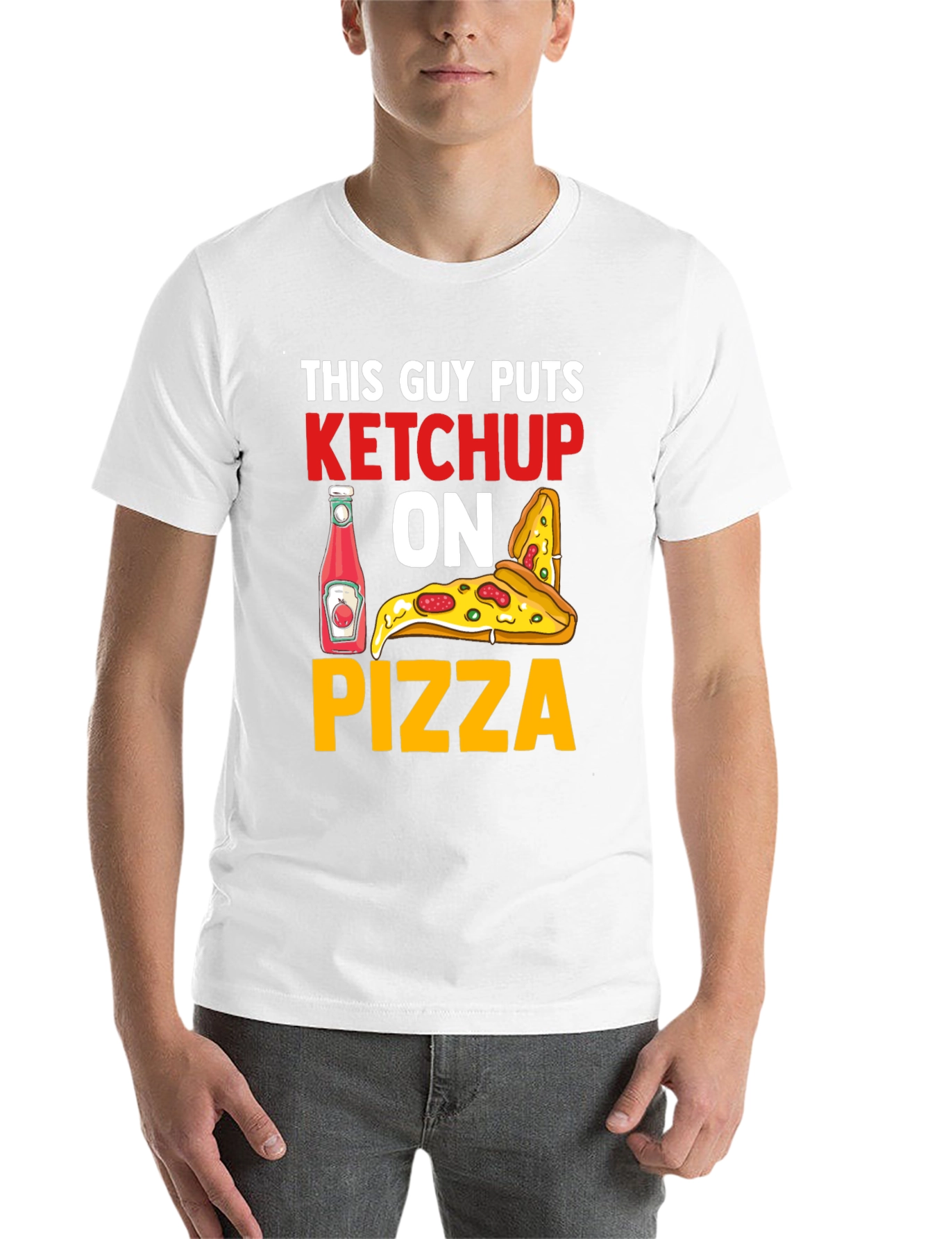 Black Ketchup on Pizza Graphic T-Shirt - Funny Foodie Tee view 14