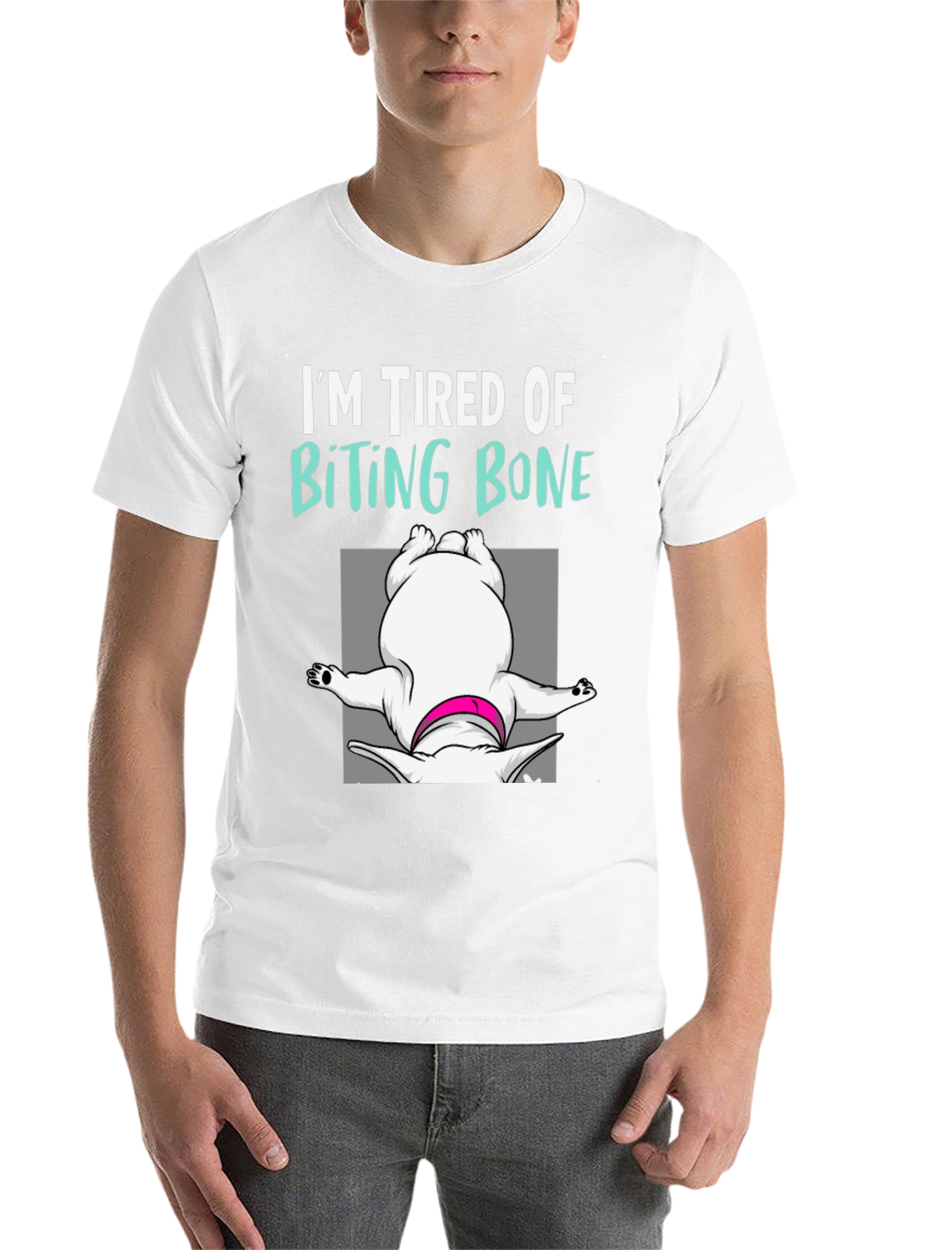 Black Tired of Biting Bone T-Shirt Funny Dog Graphic Tee view 14