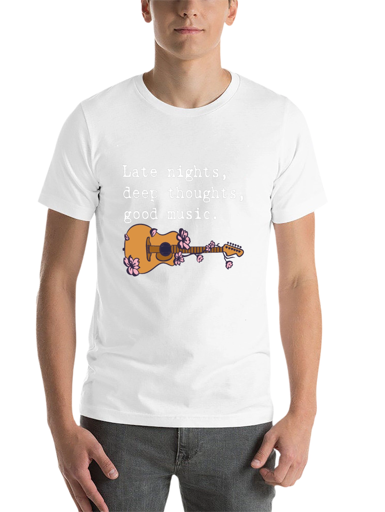 Black Late Night Guitar Graphic Tee - Black view 14
