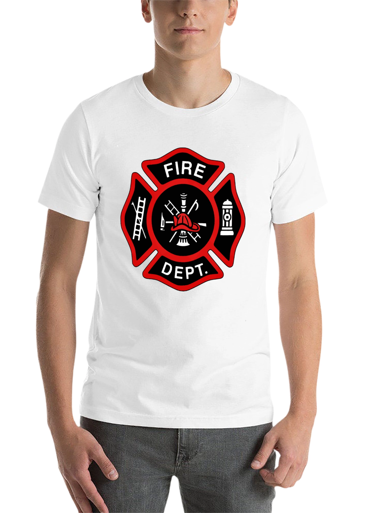 Black Fire Department T-Shirt, Maltese Cross Design view 14