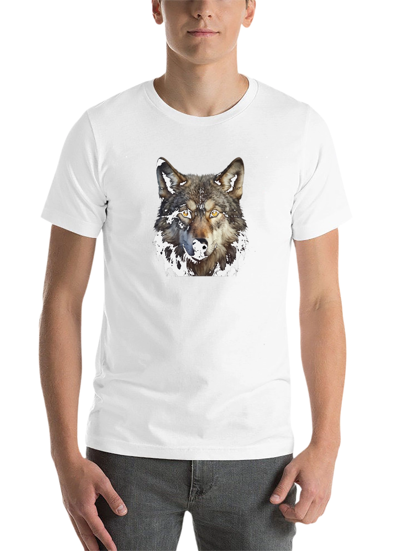 Black Wolf Graphic Print Black T-Shirt view 14