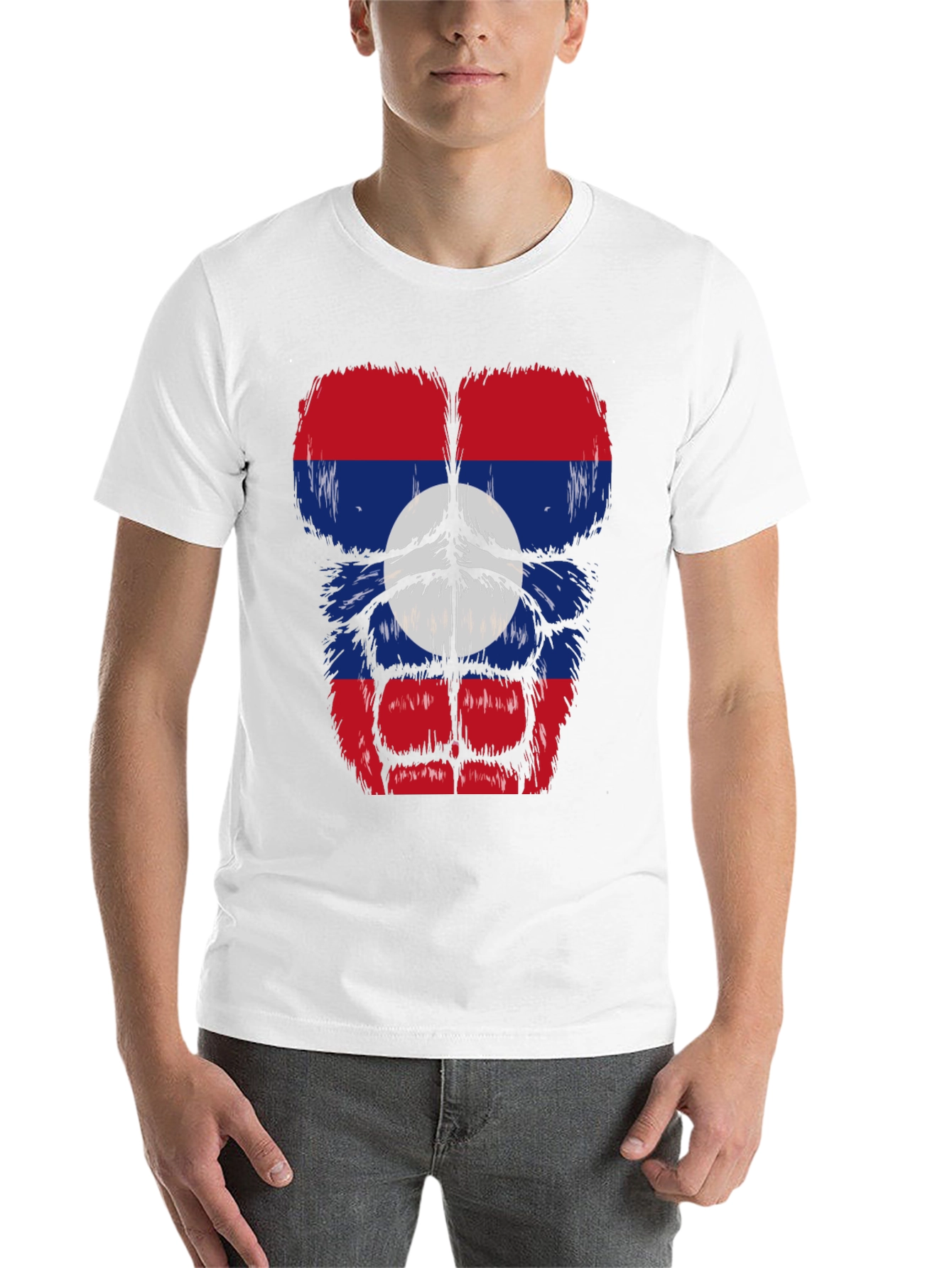 Black Laos Flag Gorilla Bodybuilder T-Shirt view 14