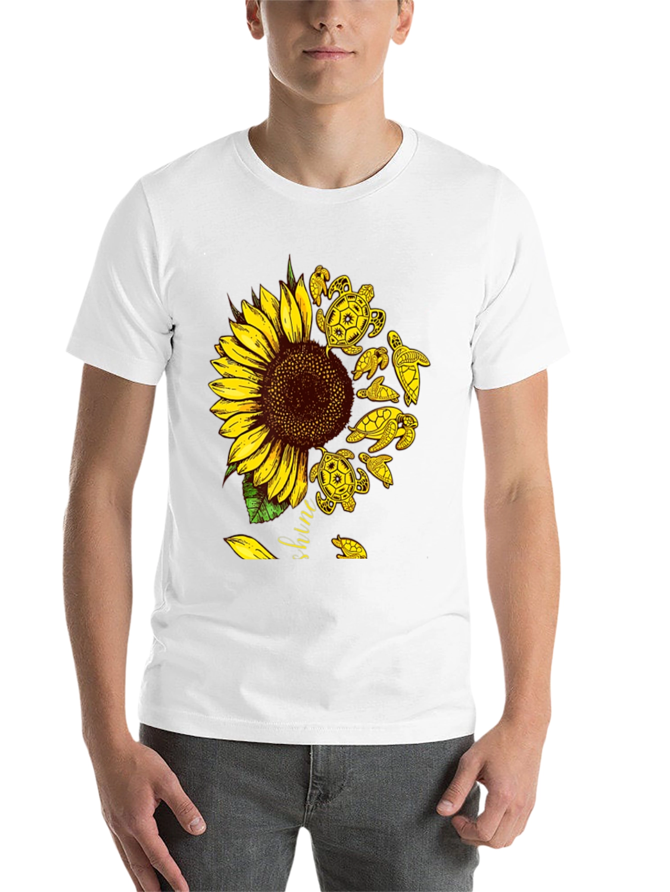 Black Sunflower Turtle Graphic Tee - Unisex view 14