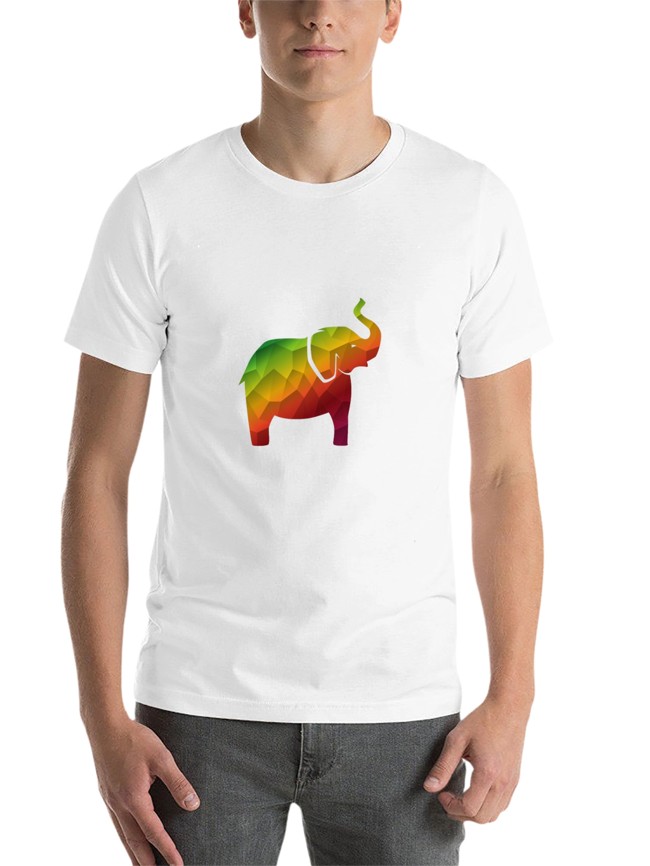 Geometric Elephant Tee - Stylish Men's Black T-Shirt - 14