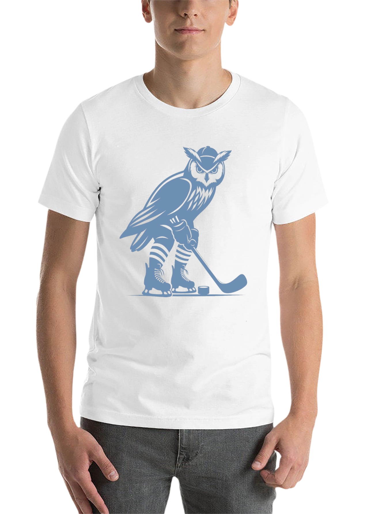 Black Owl Hockey Player Graphic T-Shirt view 14
