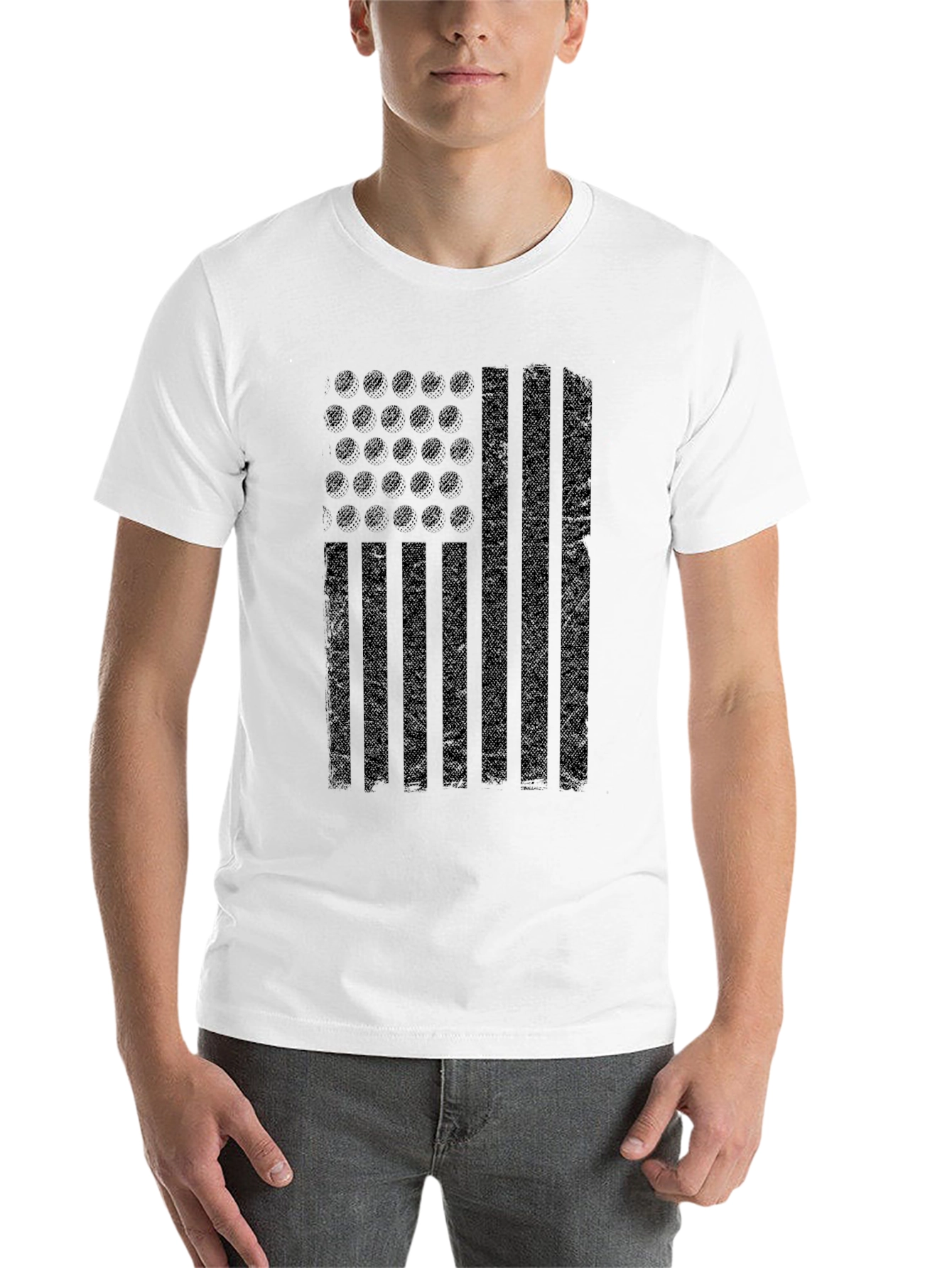 Black Distressed American Flag Graphic T-Shirt view 14