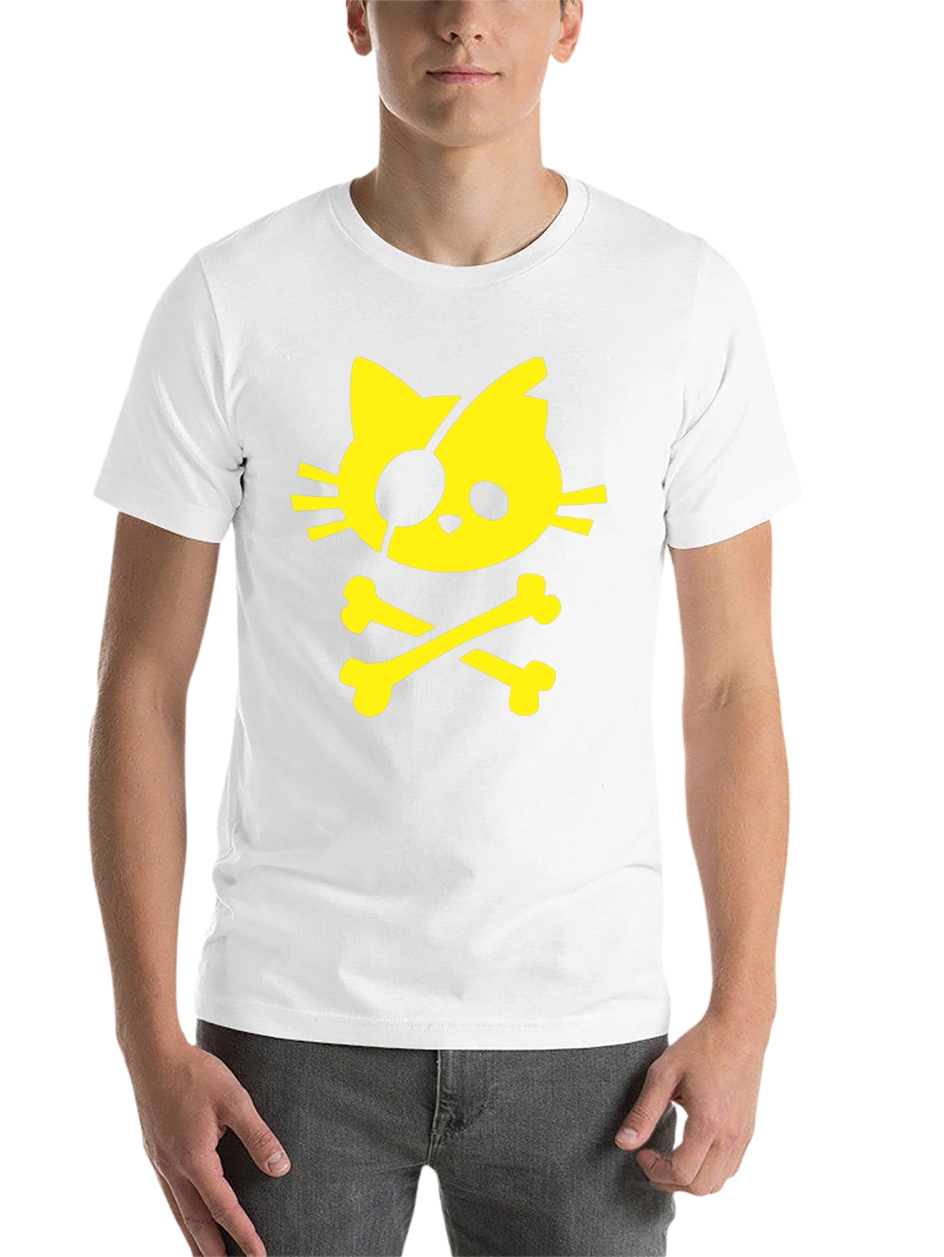 Pirate Cat T-Shirt - Black Cotton Tee - 14