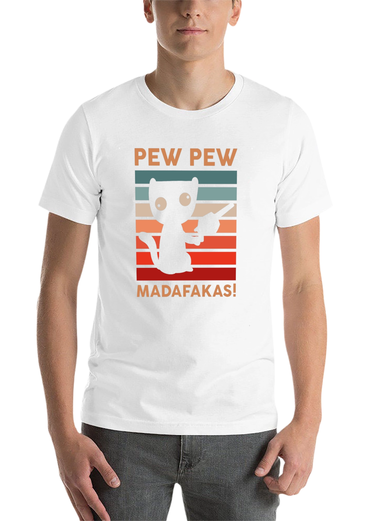 Black Pew Pew Madafakas Cat T-Shirt view 14