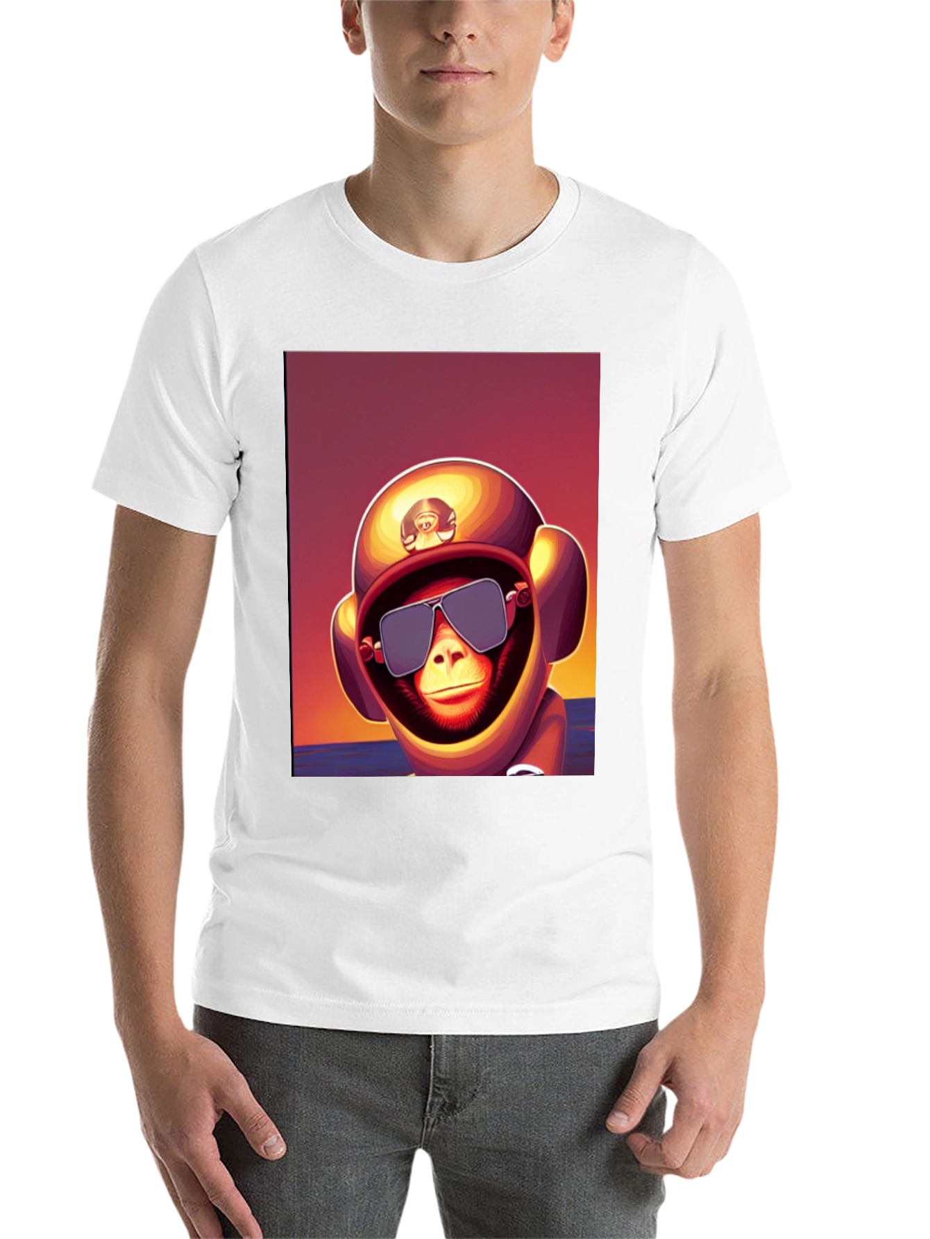 Black Monkey Astronaut T-Shirt - Retro Style Graphic Tee view 14