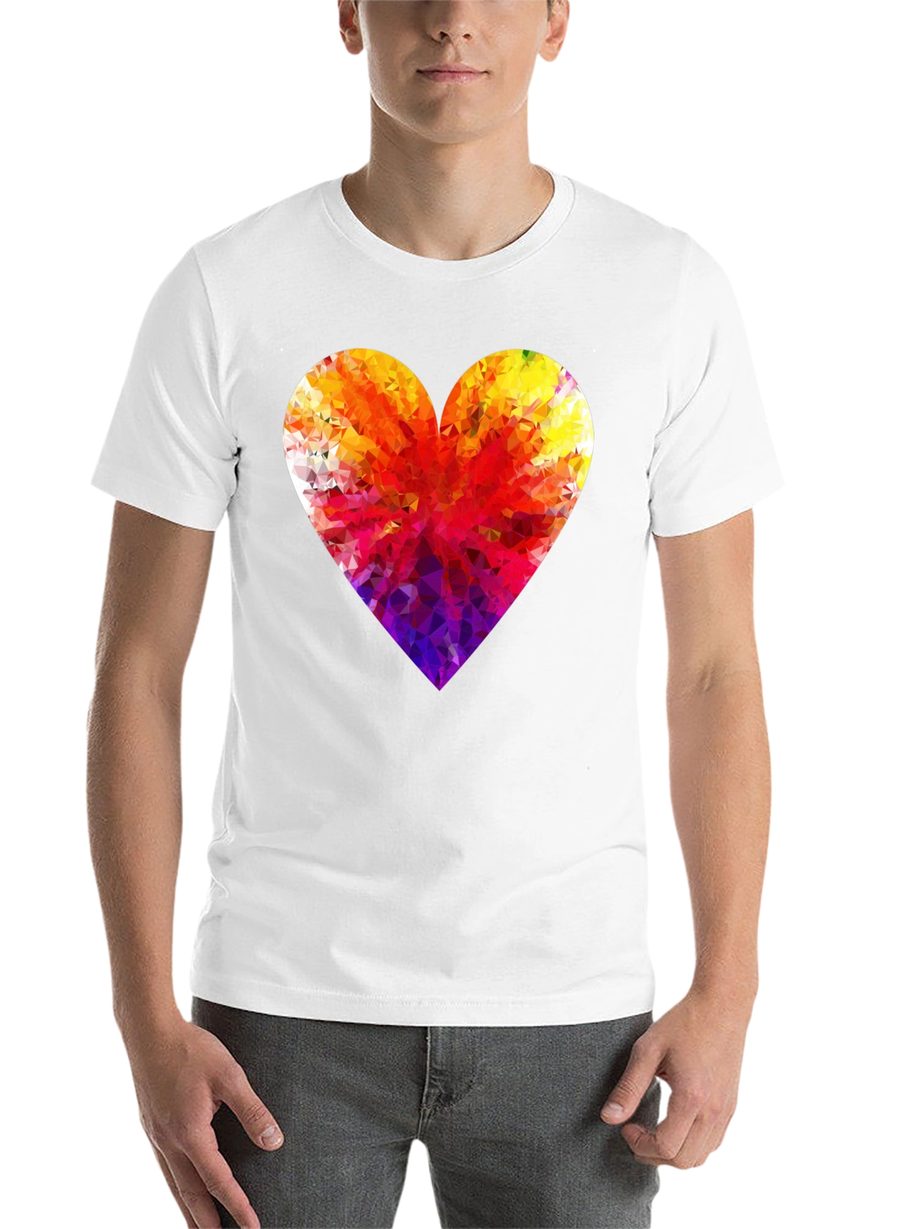 Black Geometric Heart Graphic Tee - Modern Black T-Shirt view 14