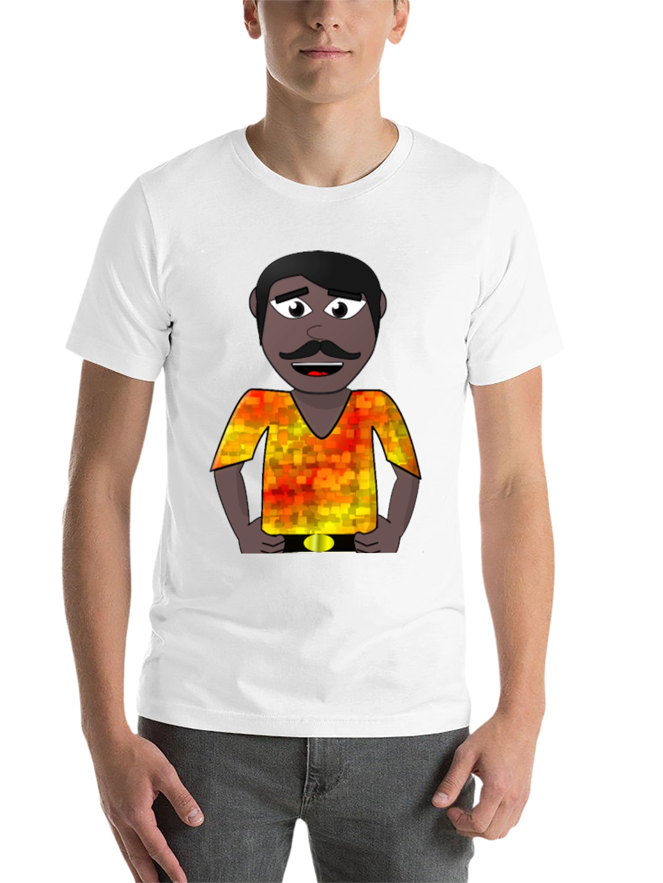 Black Cartoon Man Graphic Print T-Shirt view 14