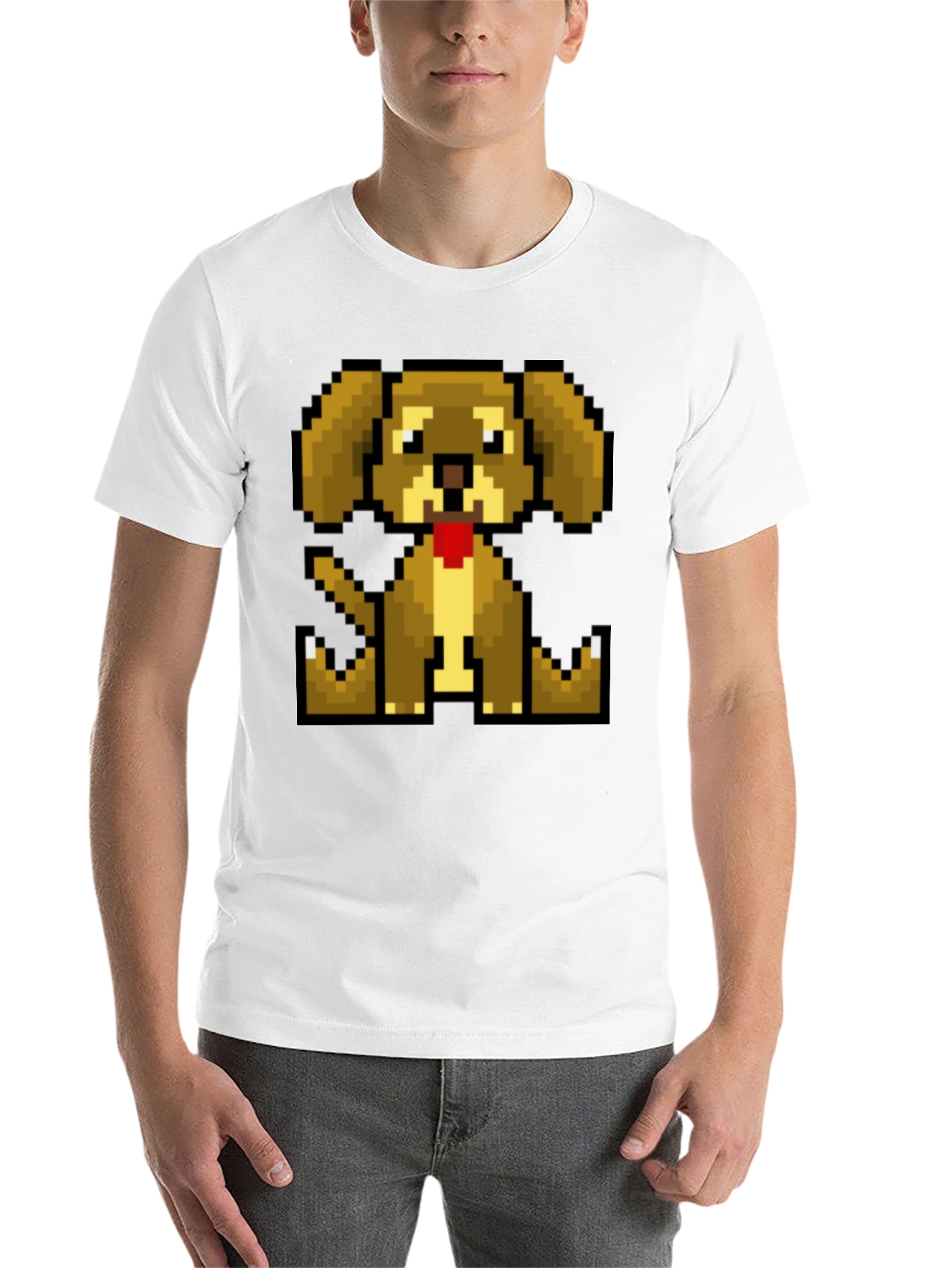Black Pixelated Dog T-Shirt - Retro Gaming Style view 14