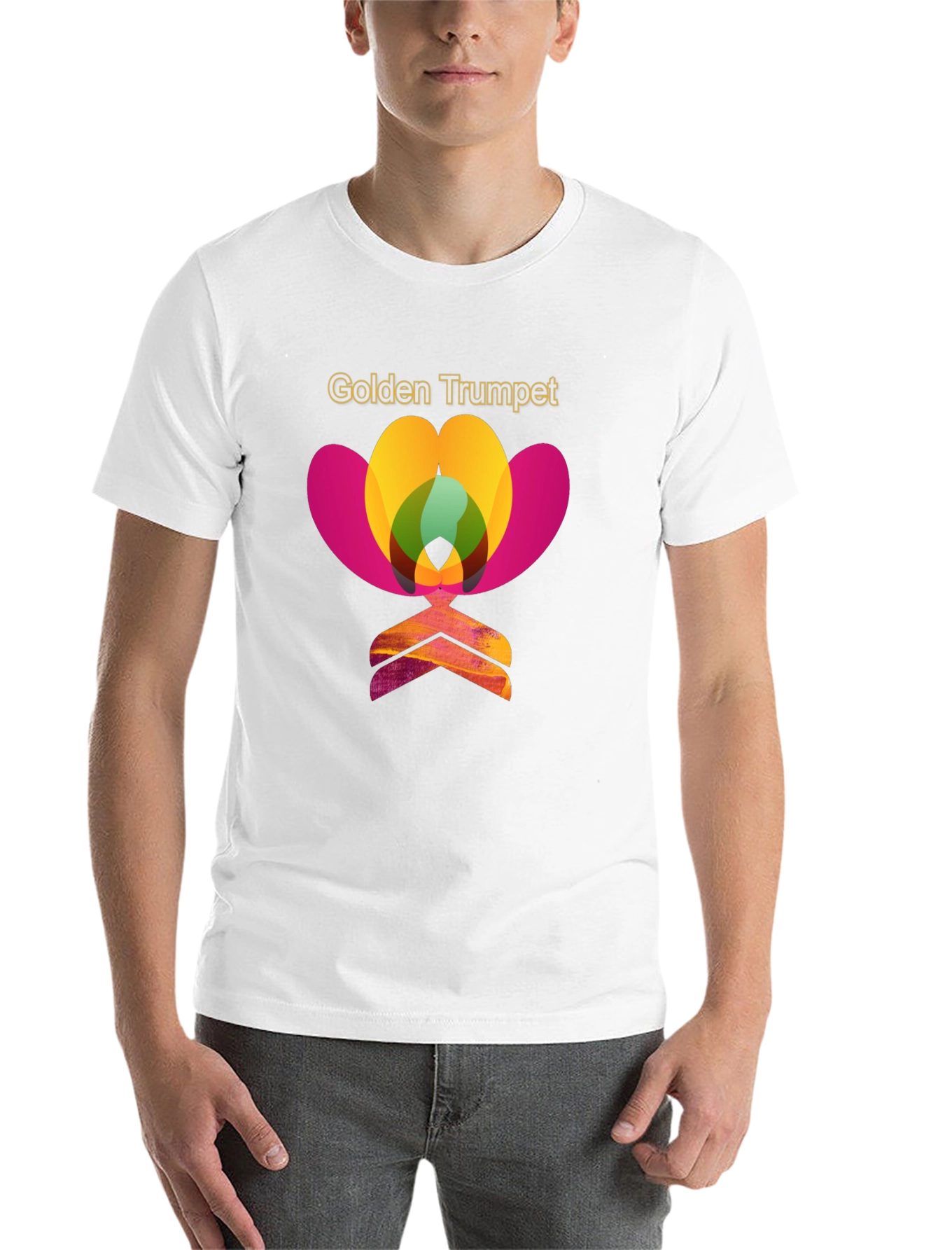Black Golden Trumpet Graphic Print T-Shirt view 14