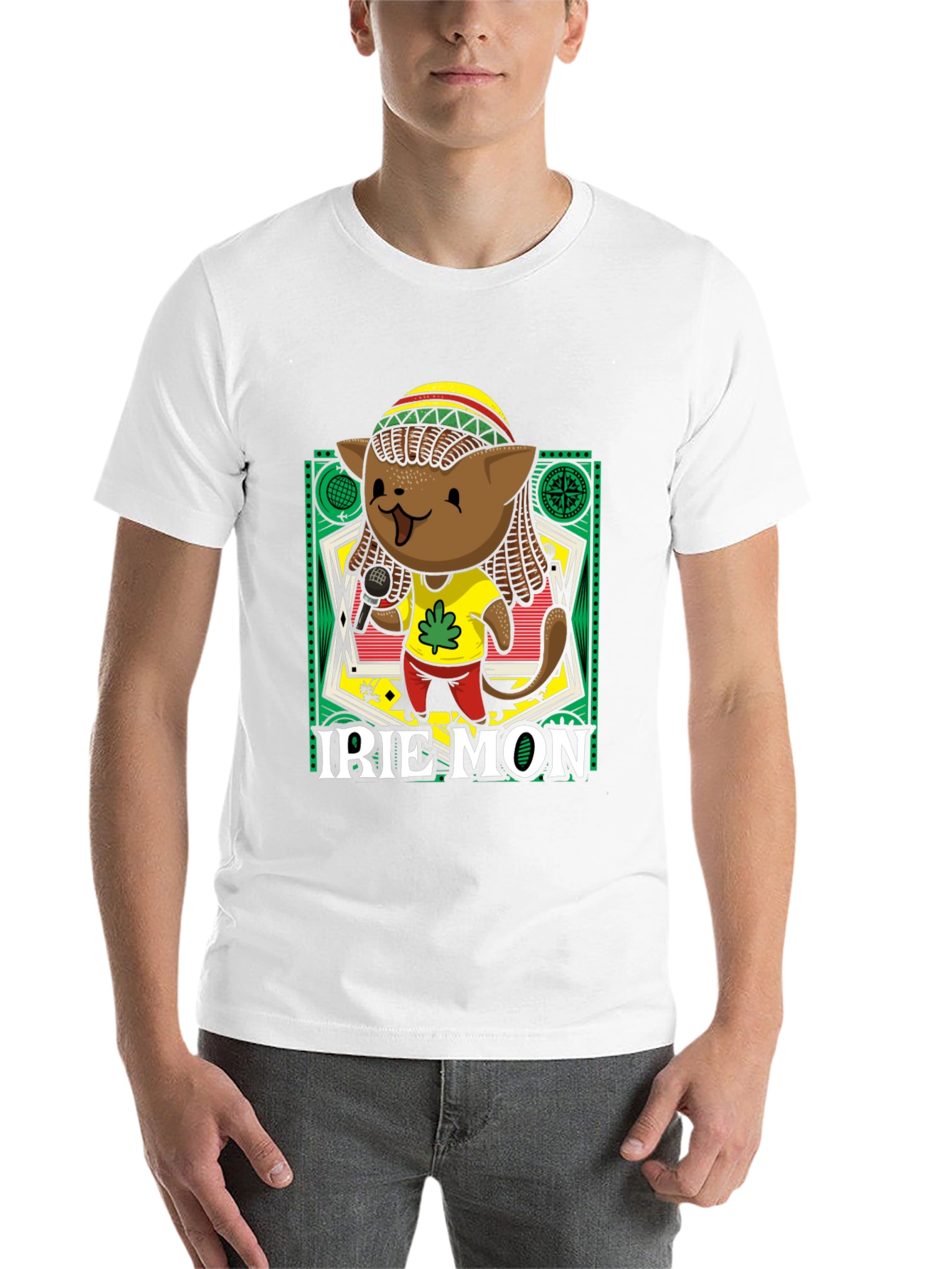 Black Irie Mon Jamaican Cat Graphic T-Shirt view 14