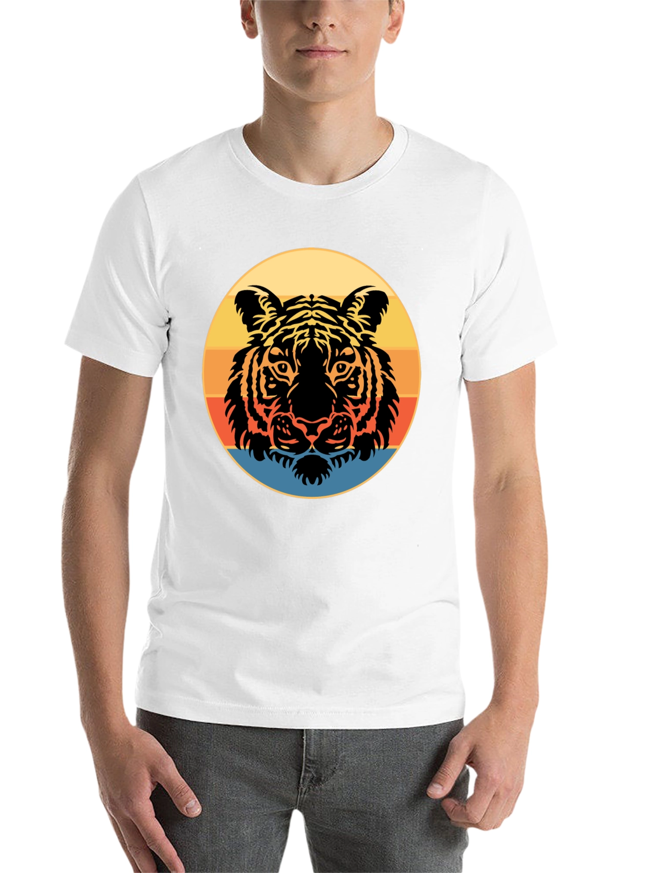 Black Retro Tiger Graphic Tee - Stylish Men's Black T-Shirt view 14