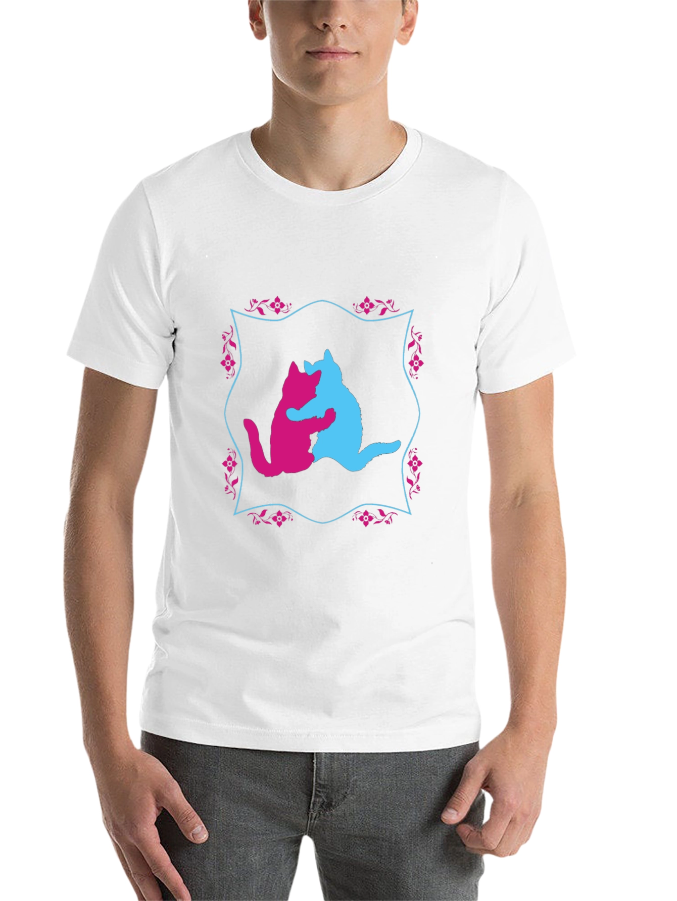 Black Hugging Cats Graphic T-Shirt - Unique Design view 14