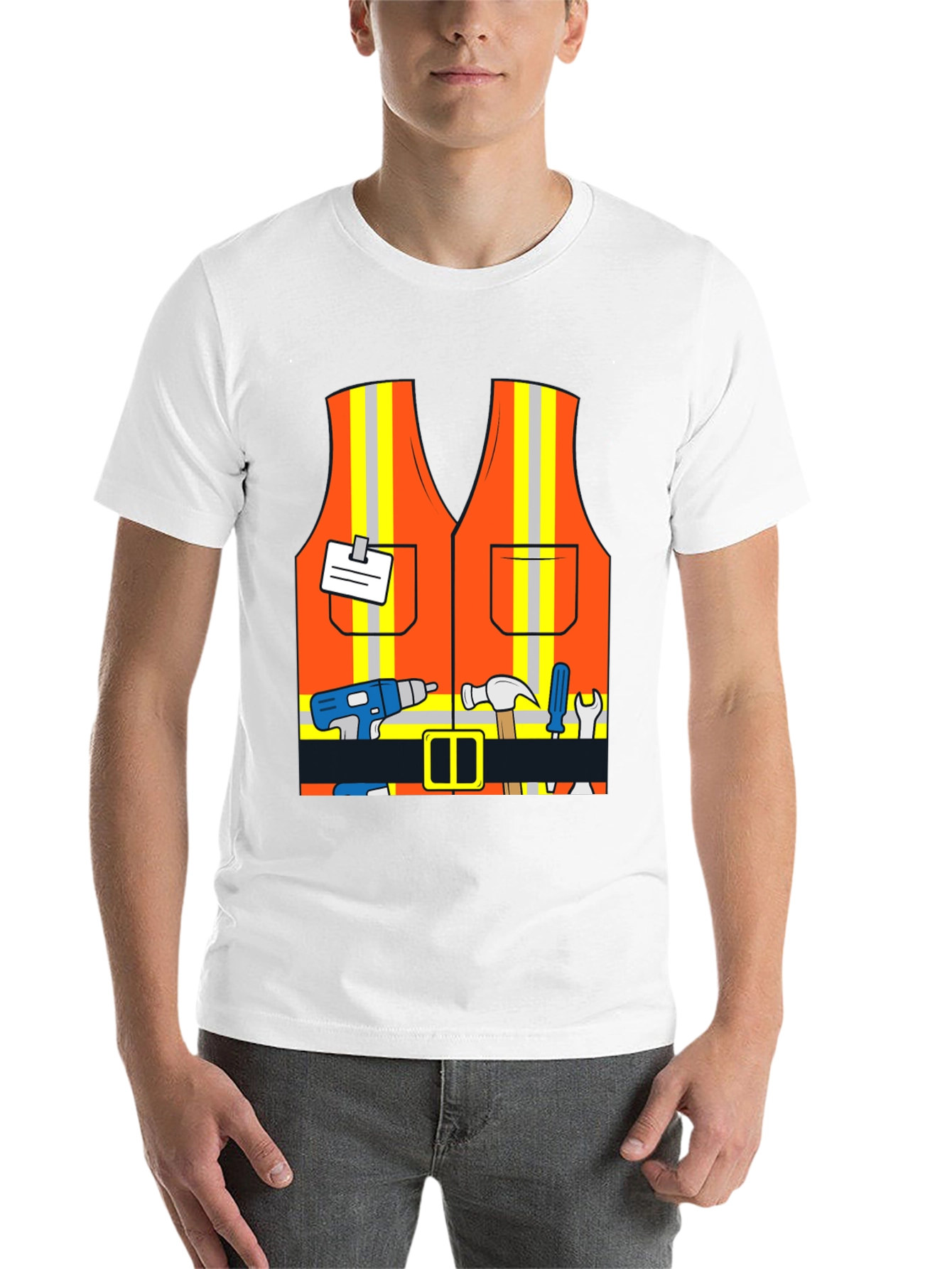 Black Construction Worker Costume T-Shirt view 14