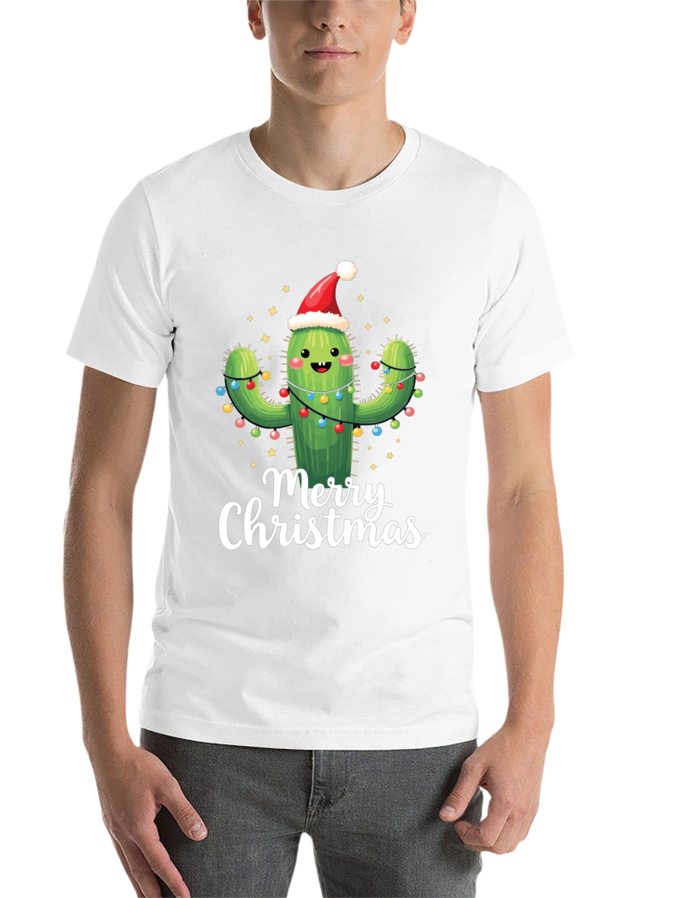 Black Merry Christmas Cactus T-Shirt view 14