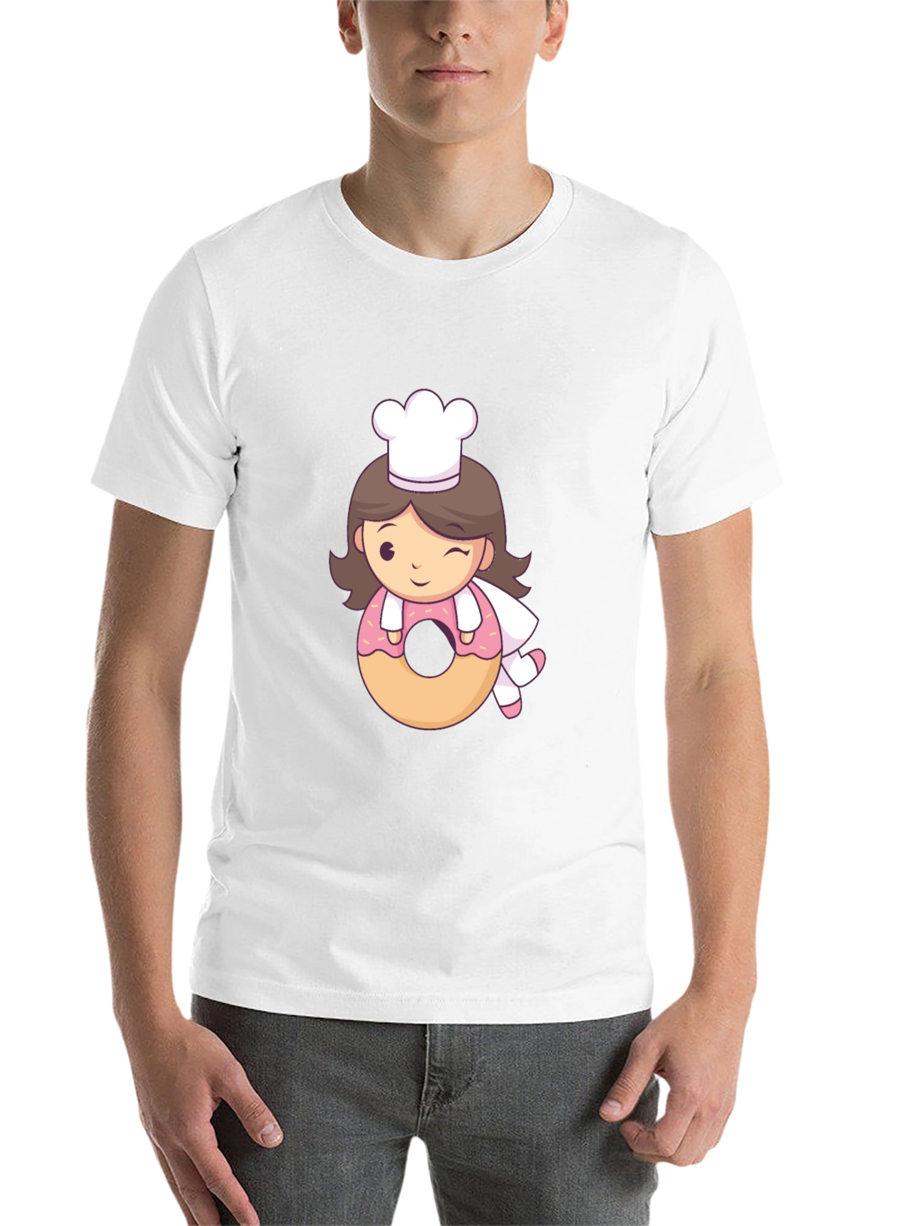 Black Chef Donut T-Shirt - Cute Cartoon Style! view 14