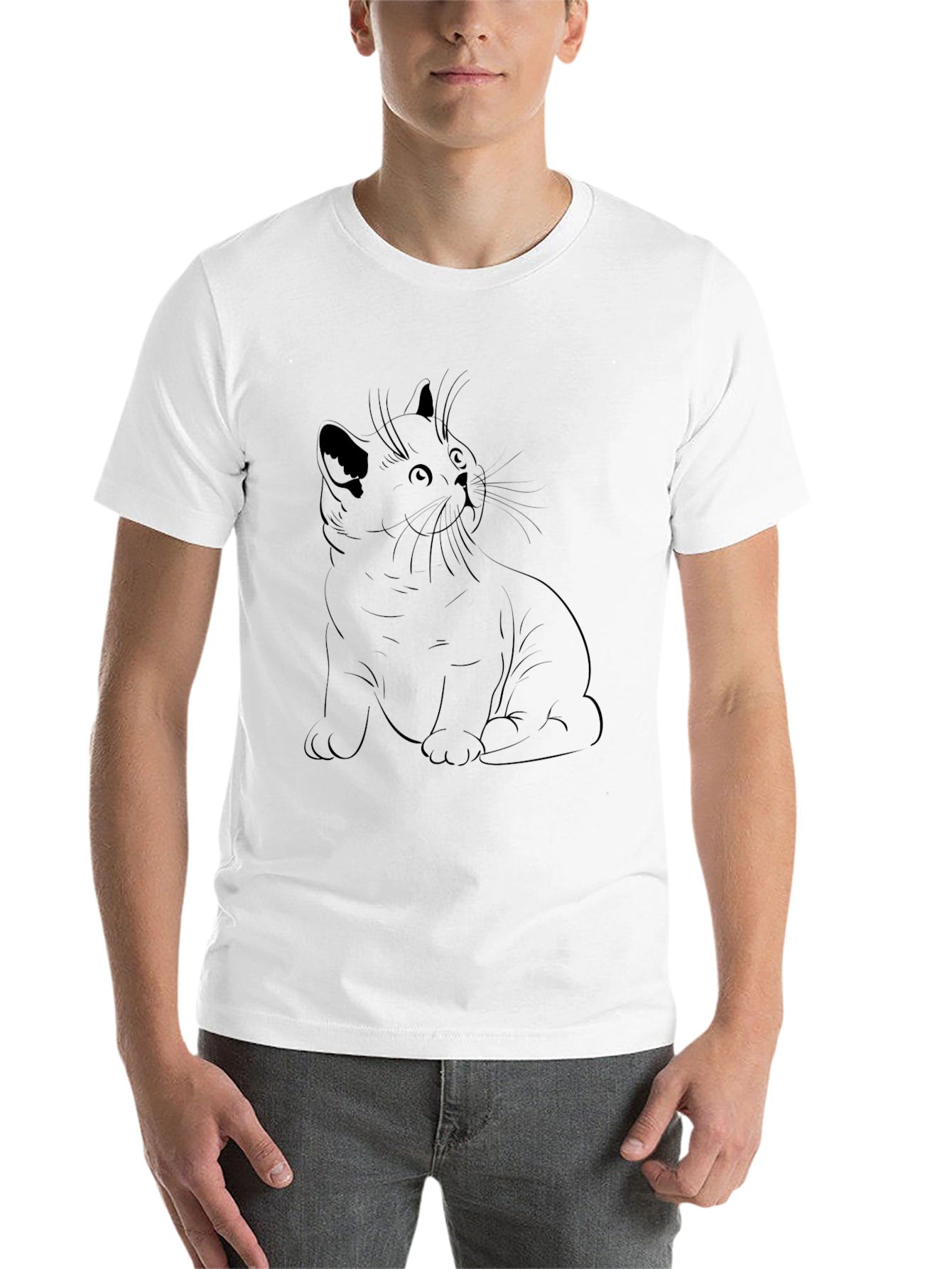 Black Black Cat Outline Graphic Tee | Modern Unisex Fit view 14