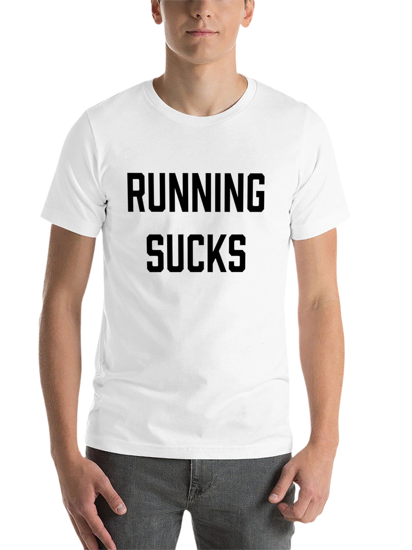 Black Running Sucks T-Shirt - Funny Workout Tee view 14