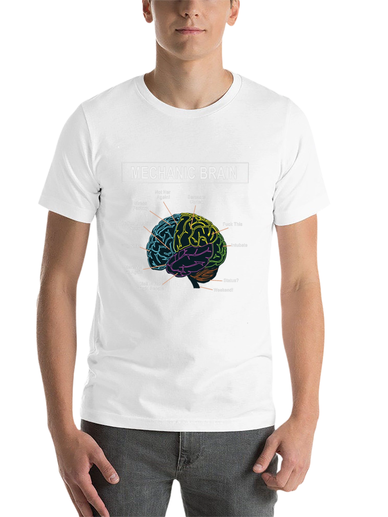 Black Mechanic Brain T-Shirt - Humorous Design view 14
