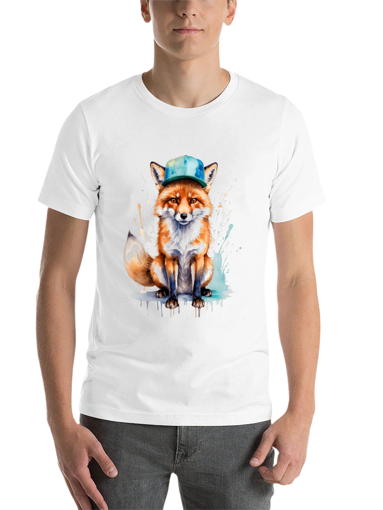 Black Fox with Hat Graphic Tee - Unique Design view 14