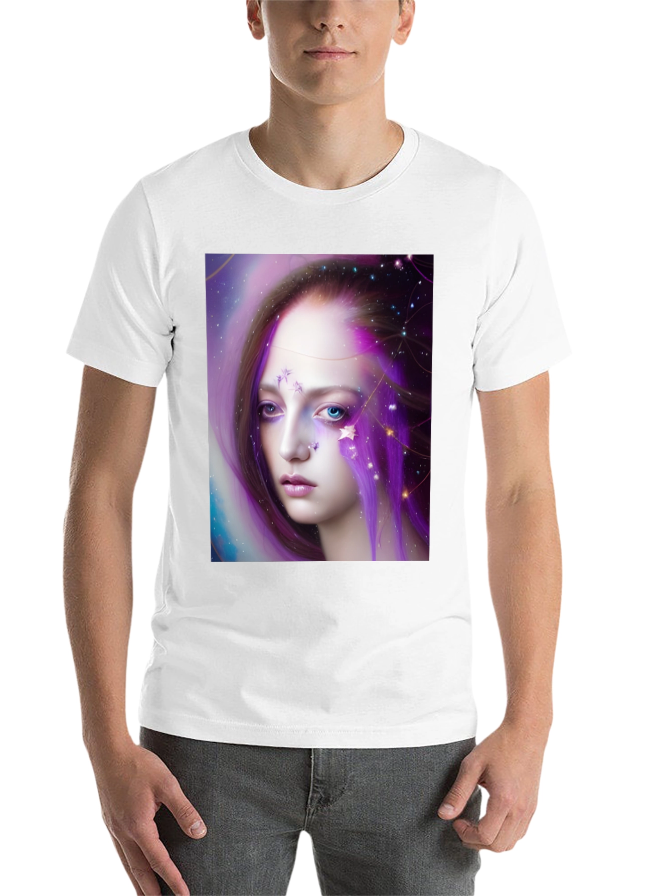 Black Celestial Woman Graphic Tee - Unique Art Shirt view 14
