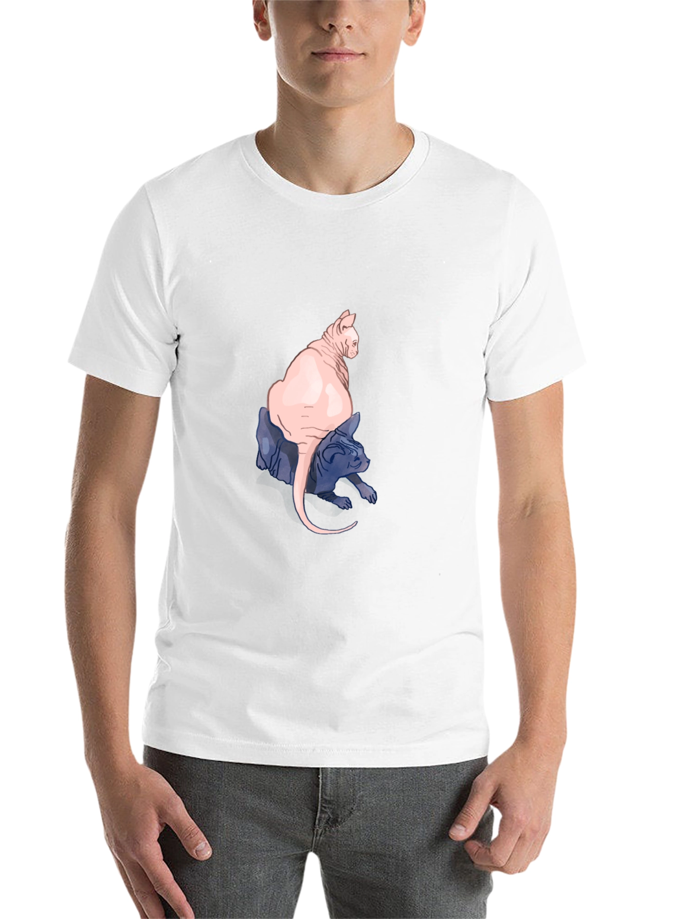 Black Two Hairless Cats Black T-Shirt view 14