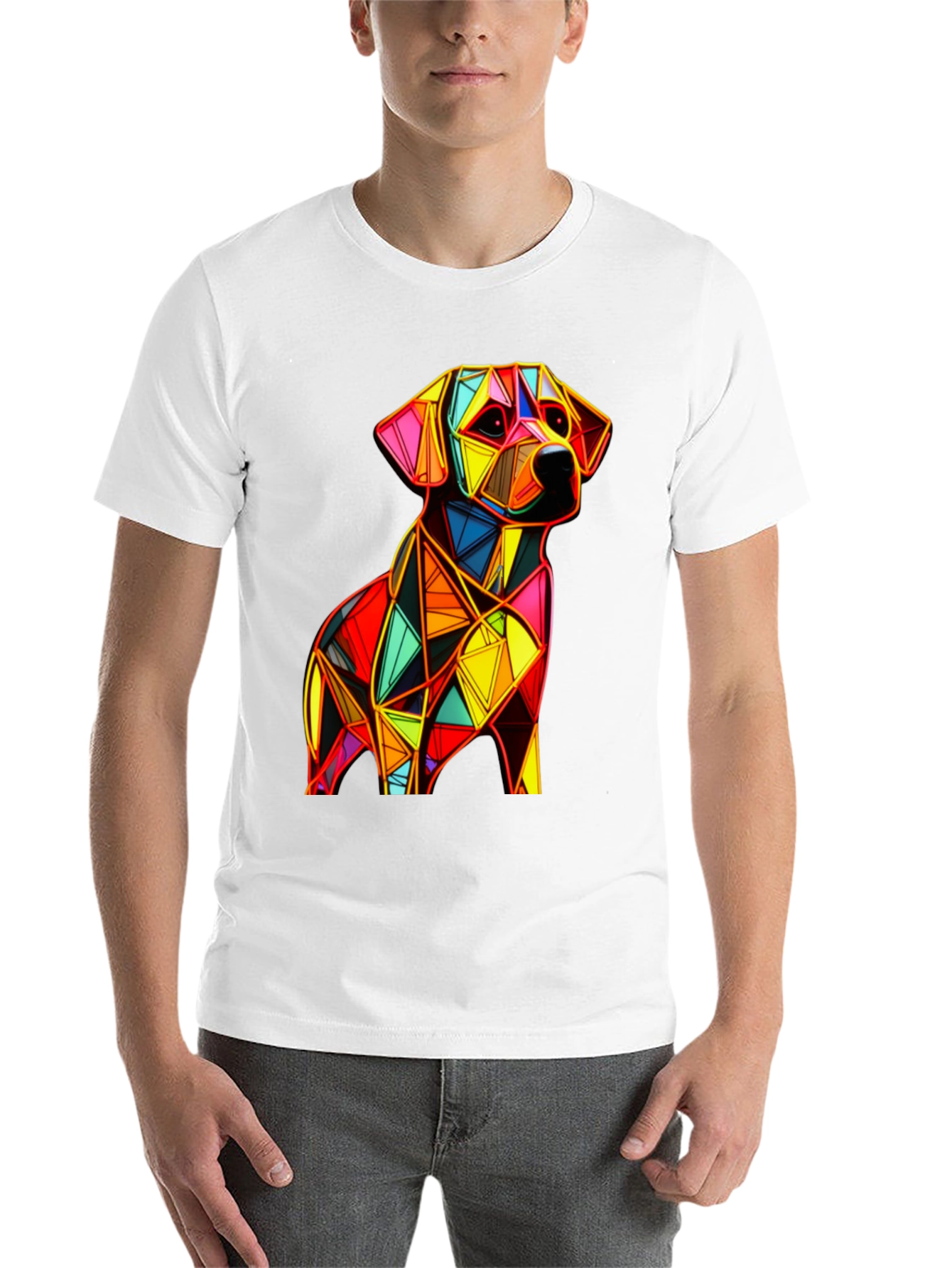 Black Geometric Dog Graphic Black T-Shirt view 14