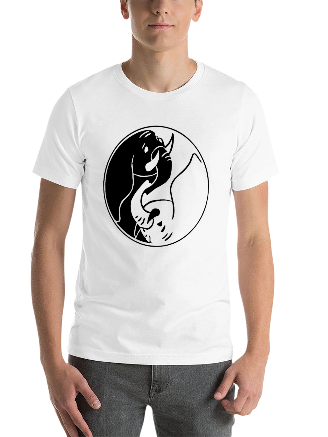 Black Yin Yang Elephant Graphic Tee - Stylish Black T-Shirt view 14