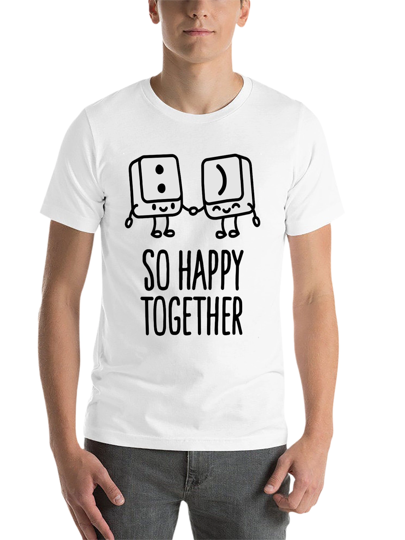 Black So Happy Together Graphic T-Shirt - Fun Couple Tee view 14