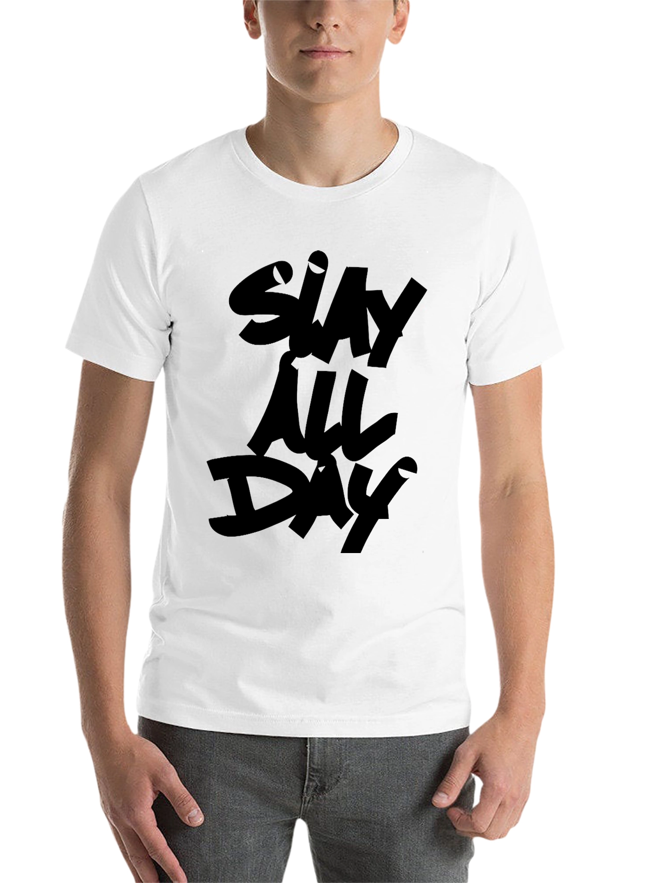 Black Slay All Day Black Graphic Tee view 14