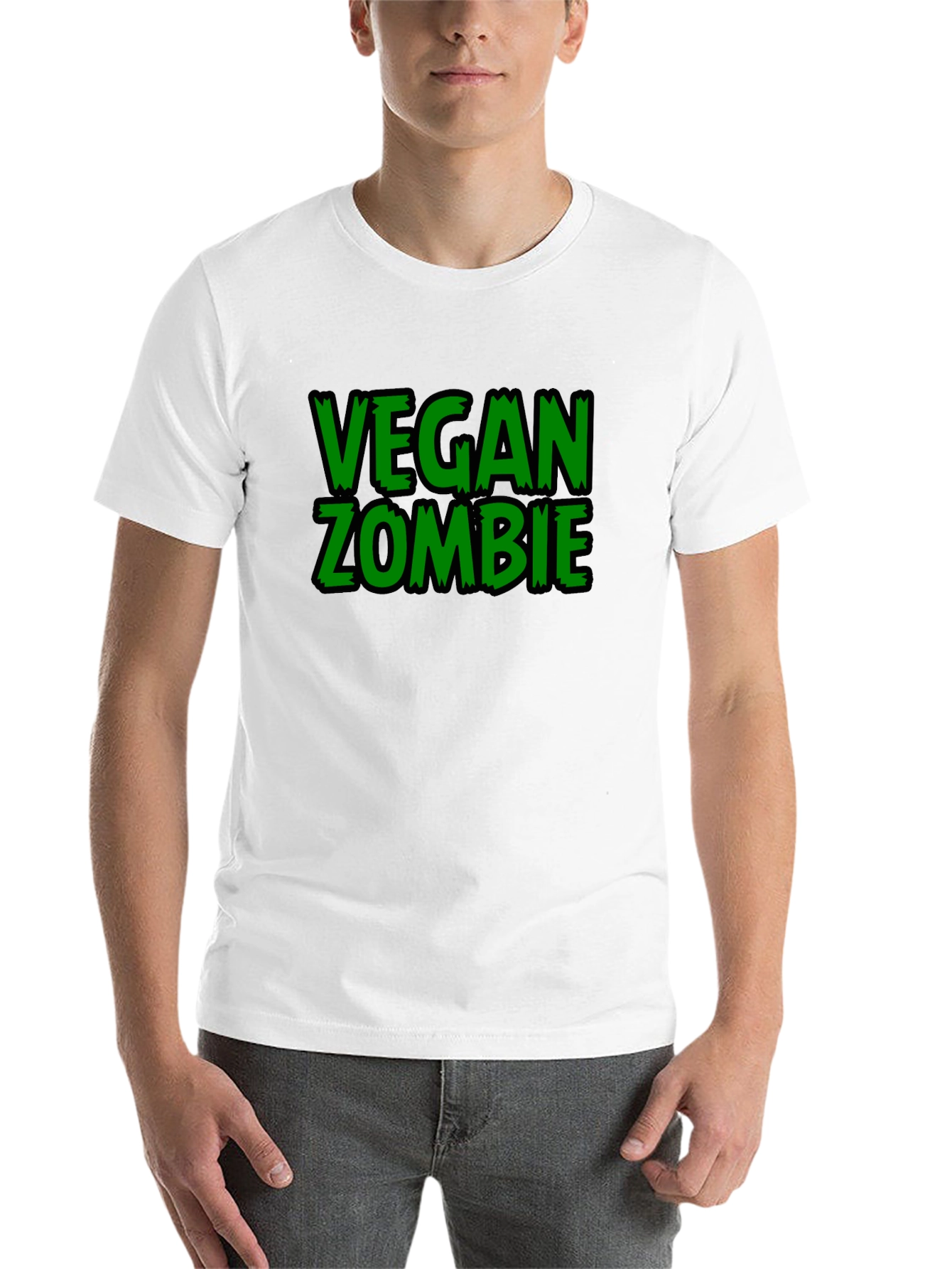 Black Vegan Zombie Black Graphic T-Shirt view 14