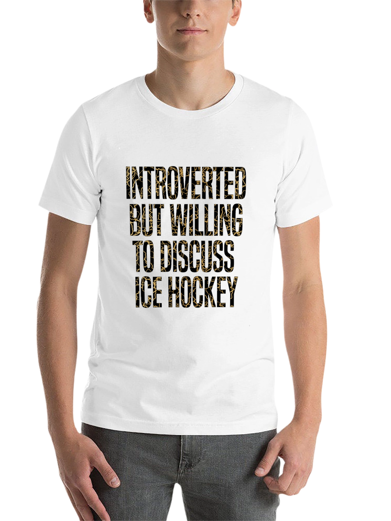 Black Introverted Ice Hockey Lover Graphic Tee view 14