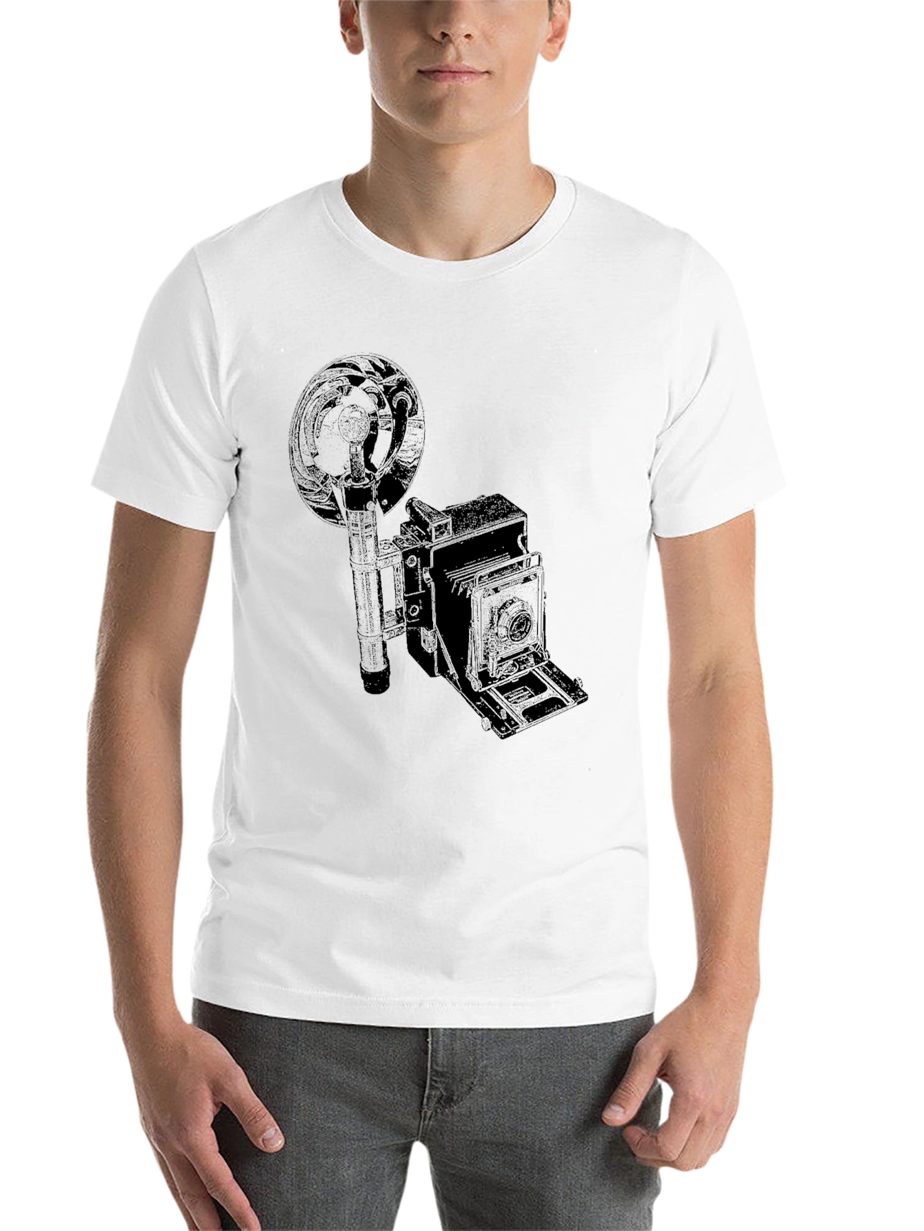 Black Vintage Camera Graphic Black T-Shirt view 14