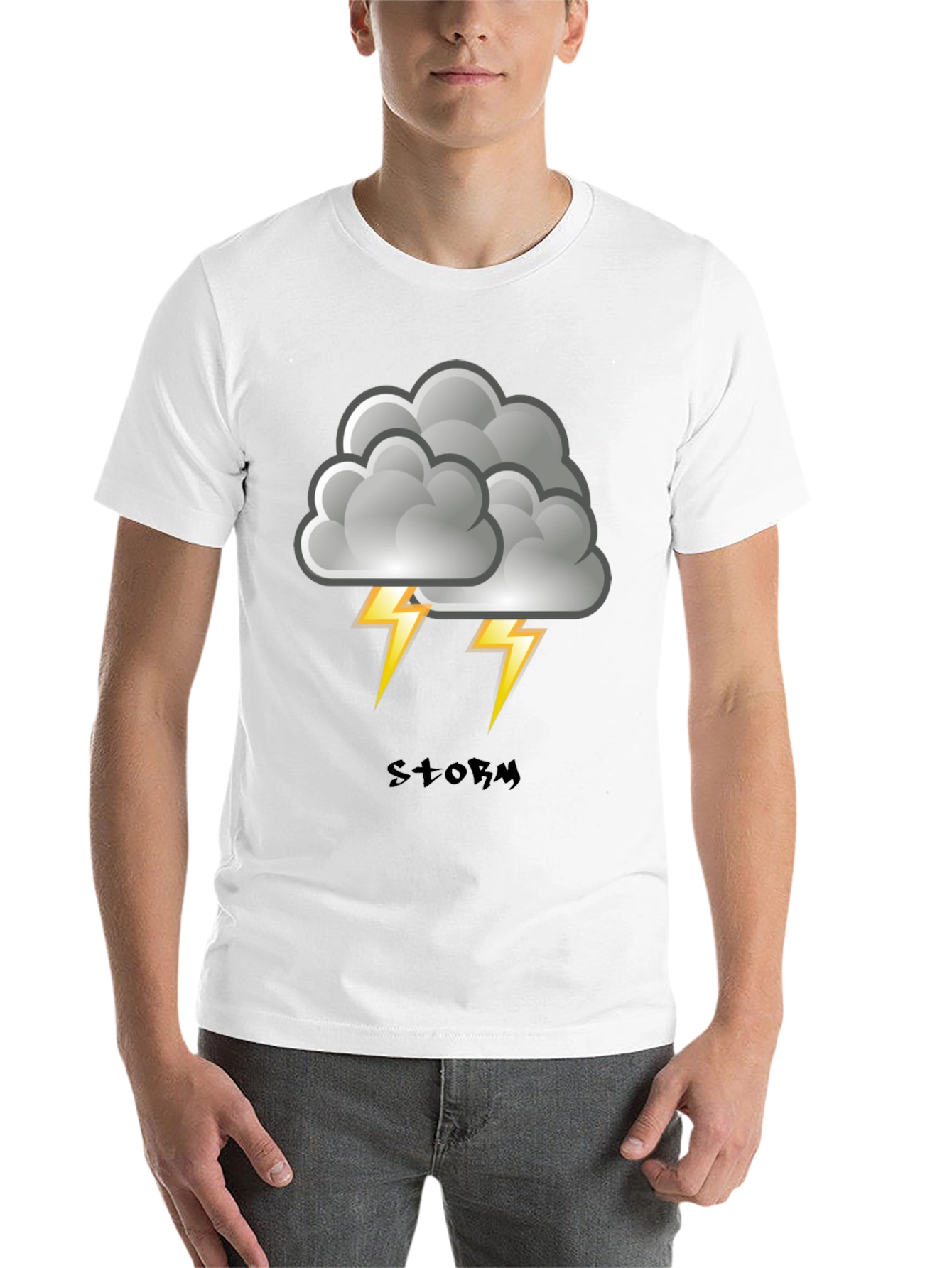Black Storm Cloud Graphic Print Men's T-Shirt view 14