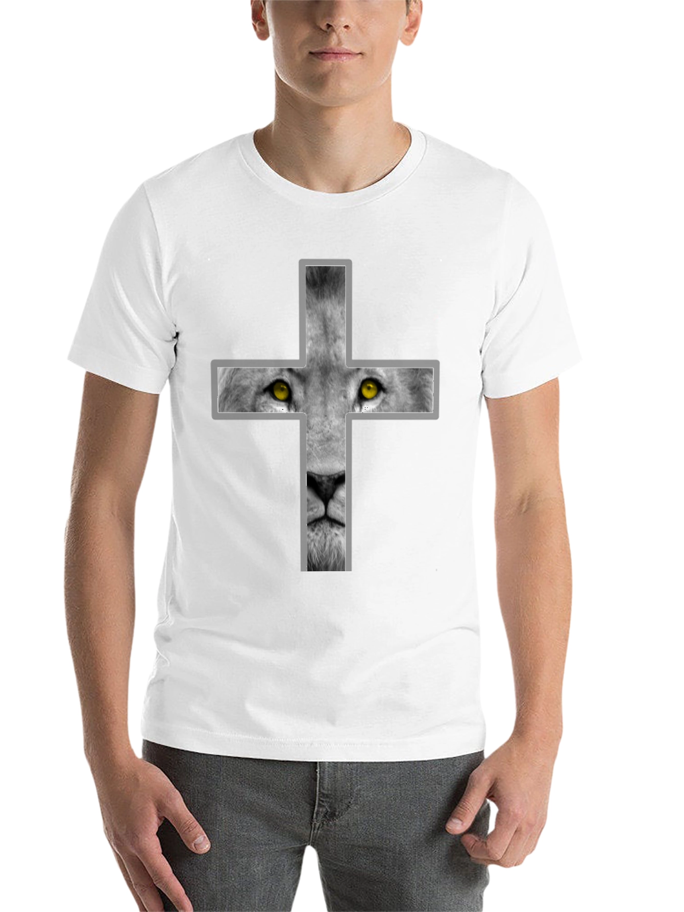 Black Lion Cross Graphic Tee - Black Cotton Blend view 14