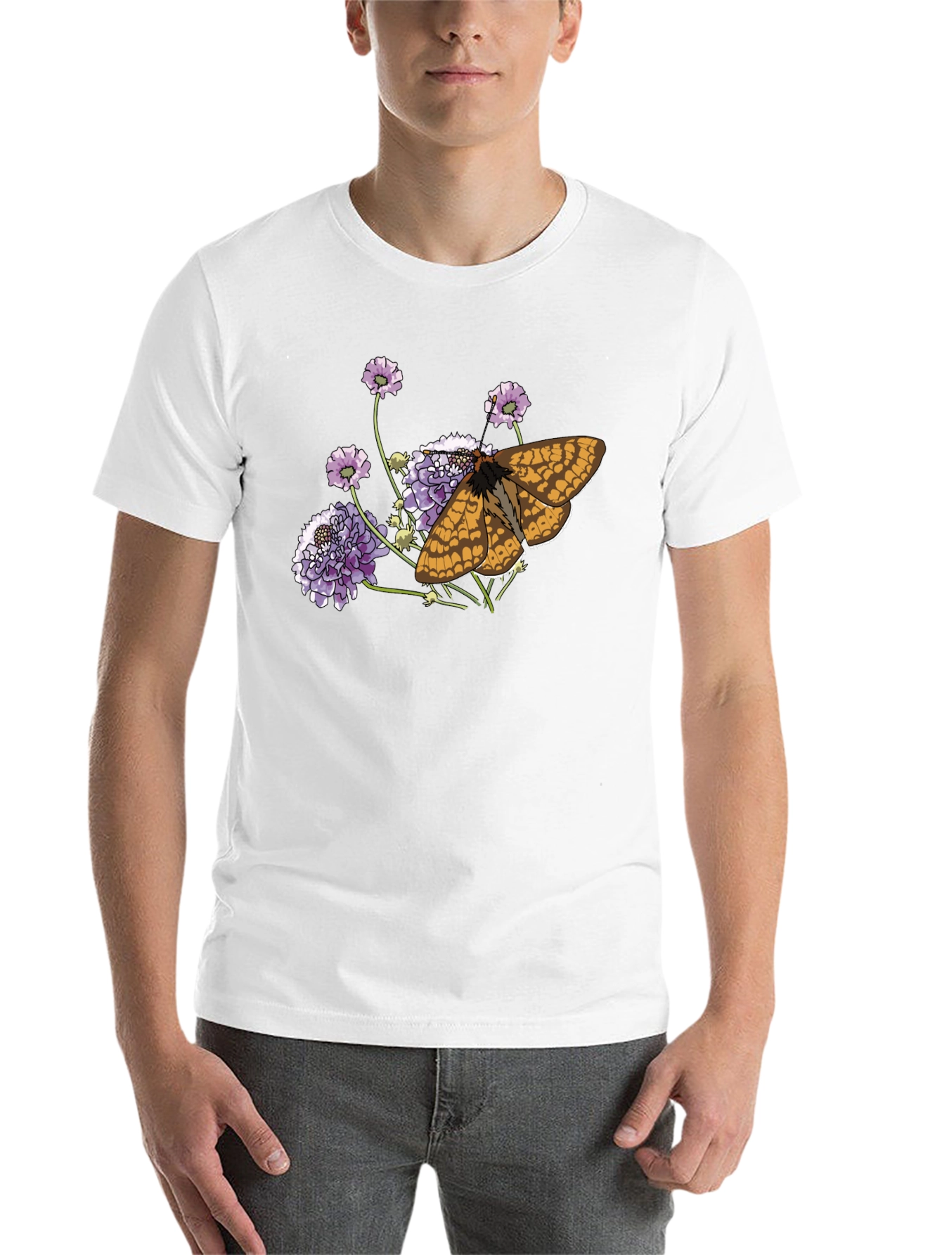 Black Butterfly and Flower Graphic Black T-Shirt view 14