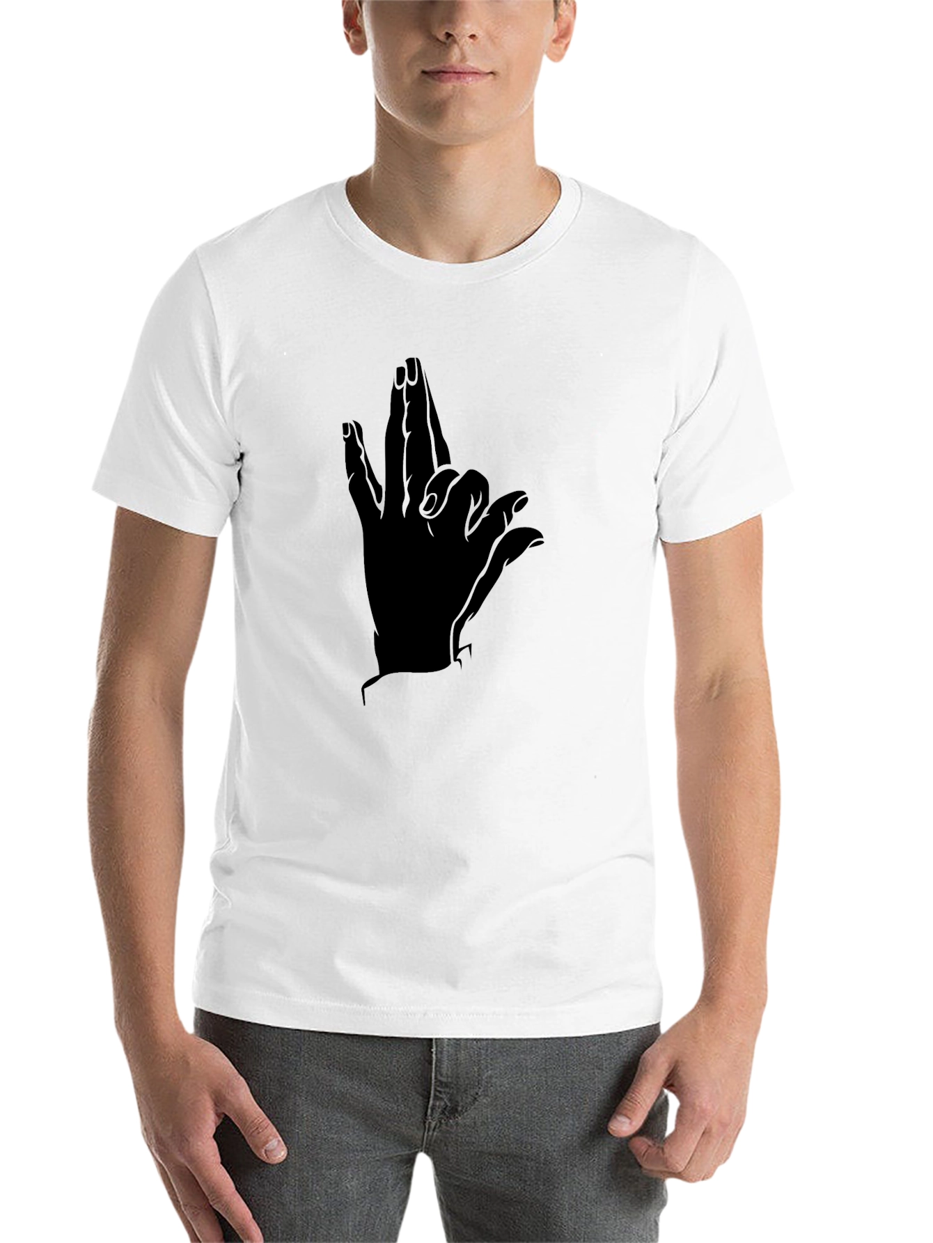 Black Men's Black Graphic Tee - Hand Design view 14