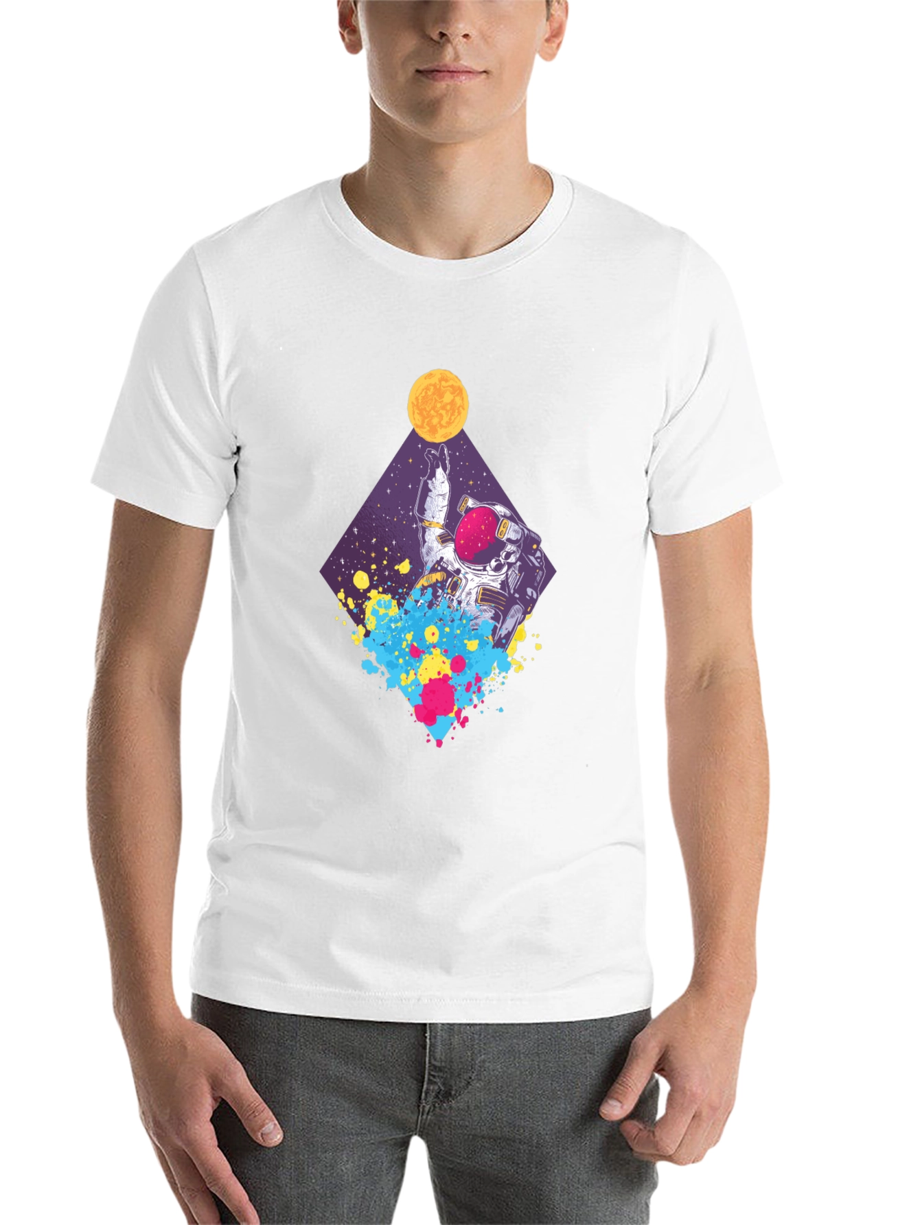 Black Astronaut Space Art T-Shirt - Black view 14