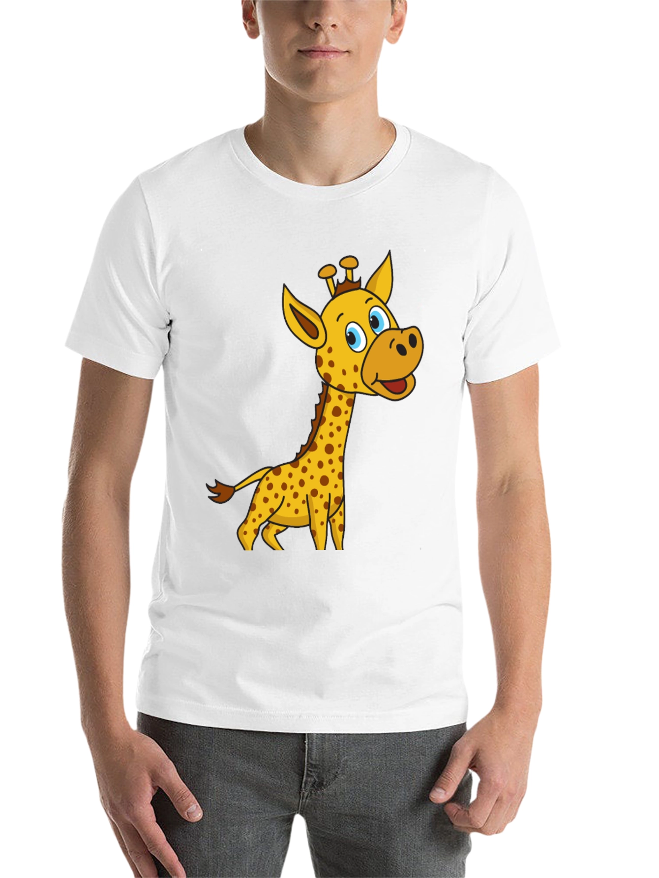 Black Cartoon Giraffe Black T-Shirt view 14
