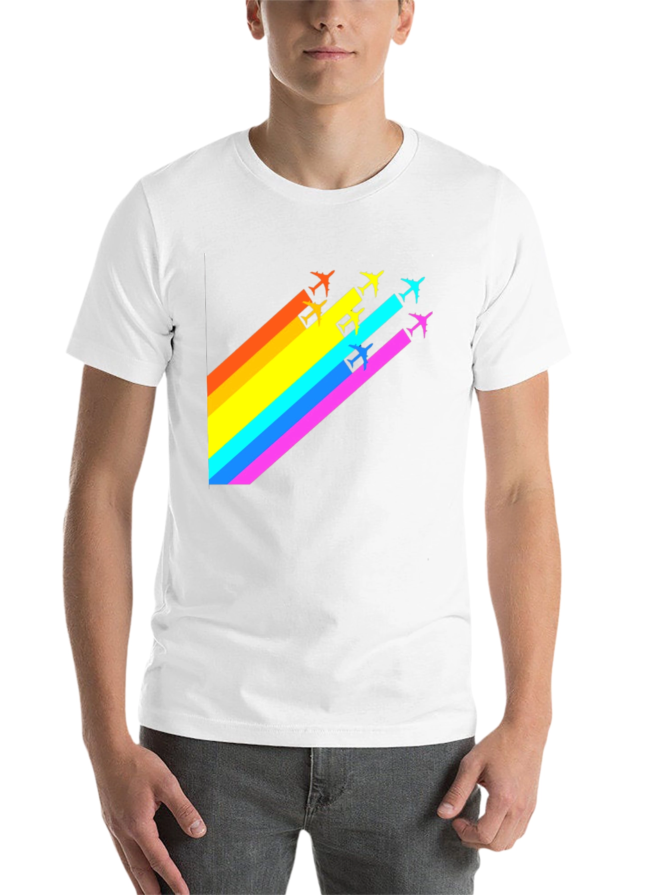 Black Rainbow Airplane Trail Graphic T-Shirt view 14