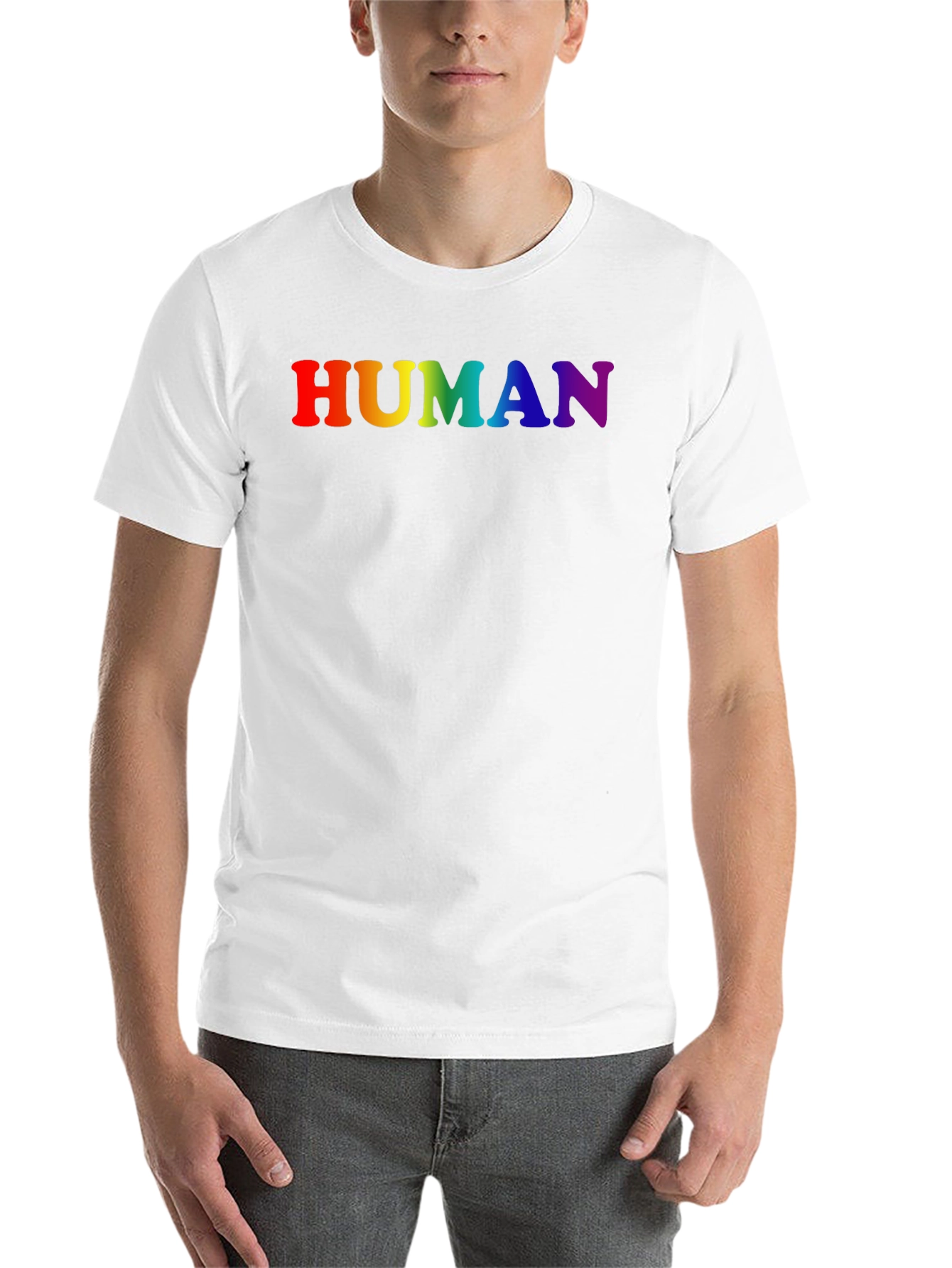 Black Rainbow HUMAN Graphic Black T-Shirt view 14