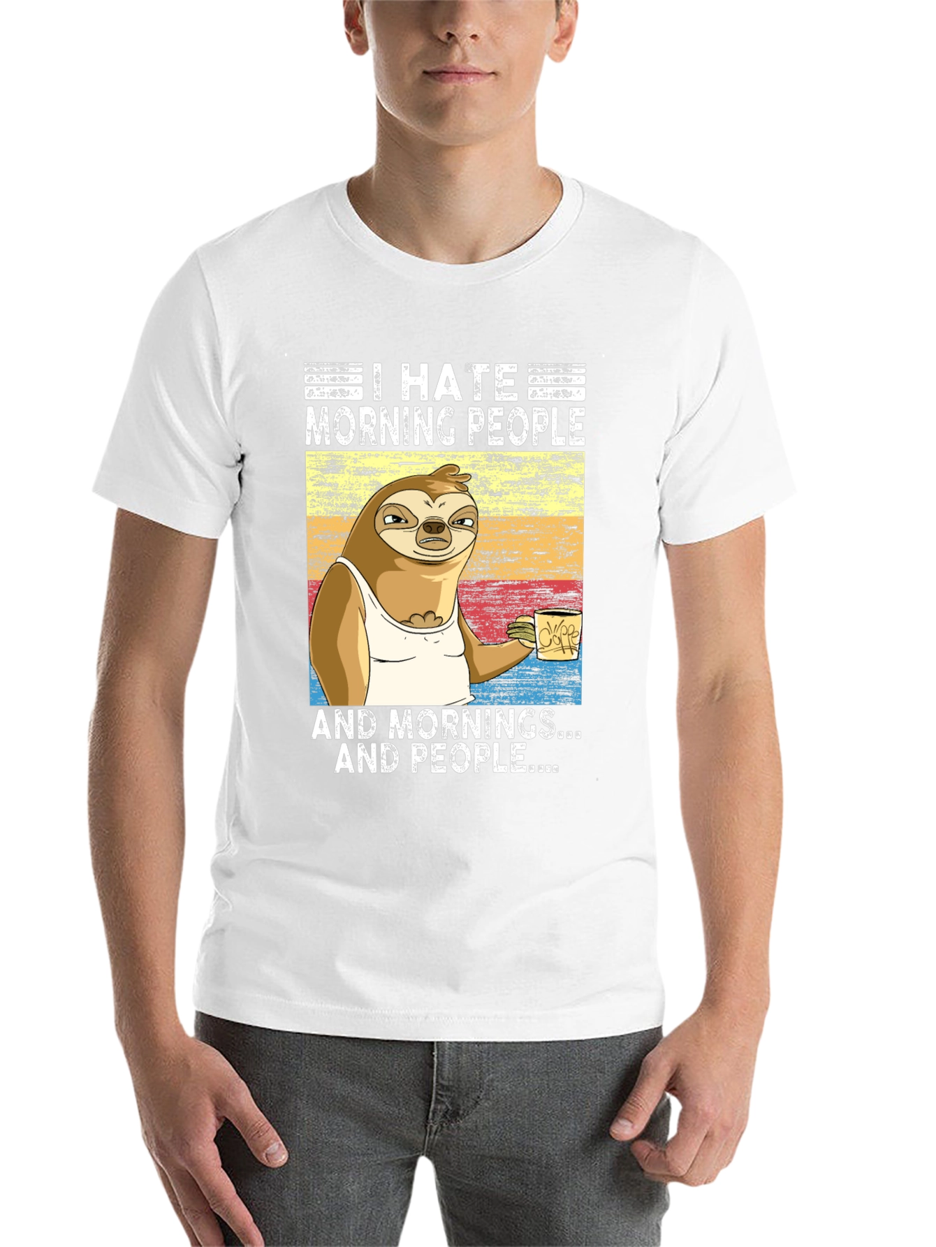 I Hate Morning People Sloth Graphic Tee - 14