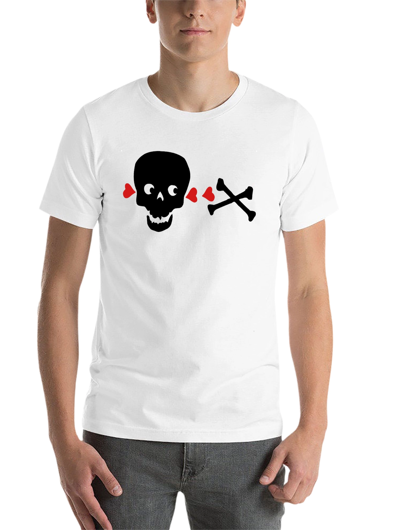 Black Skull & Crossbones Heart Eyes T-Shirt - Black view 14