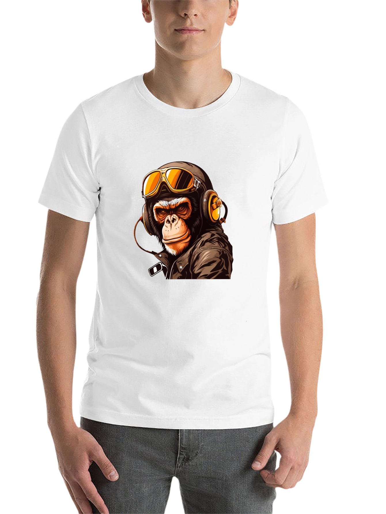 Black Cool Biker Monkey Graphic Tee - Black view 14